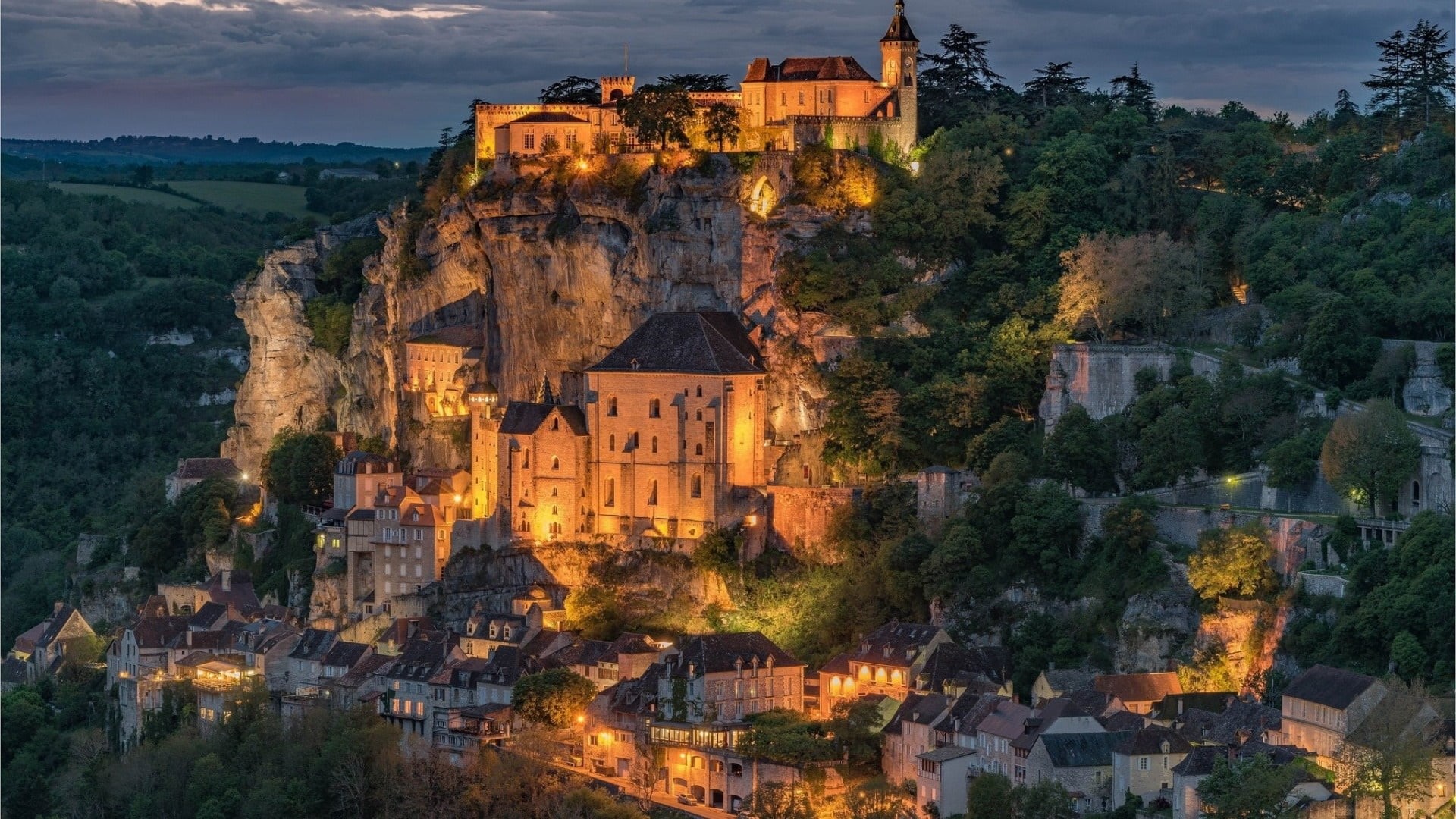 sky, illuminated, old, historical, europe, tourism, medieval architecture, ancient civilization, built structure, village, plant, the past, city, travel destinations, HD Wallpaper
