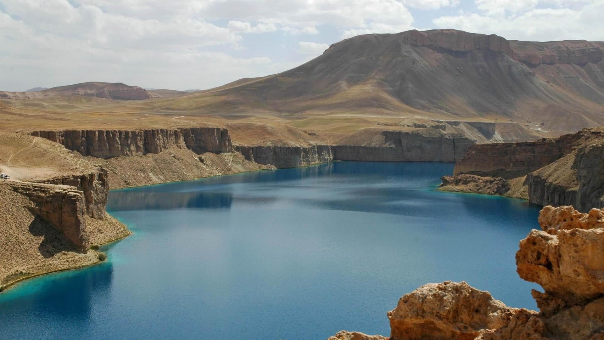 scenics - nature, rock, outdoors, band-e amir lakes, sky, plateau, landscape, badlands, national park, terrain, tranquility, mountain, rock - object, beauty in nature, HD Wallpaper