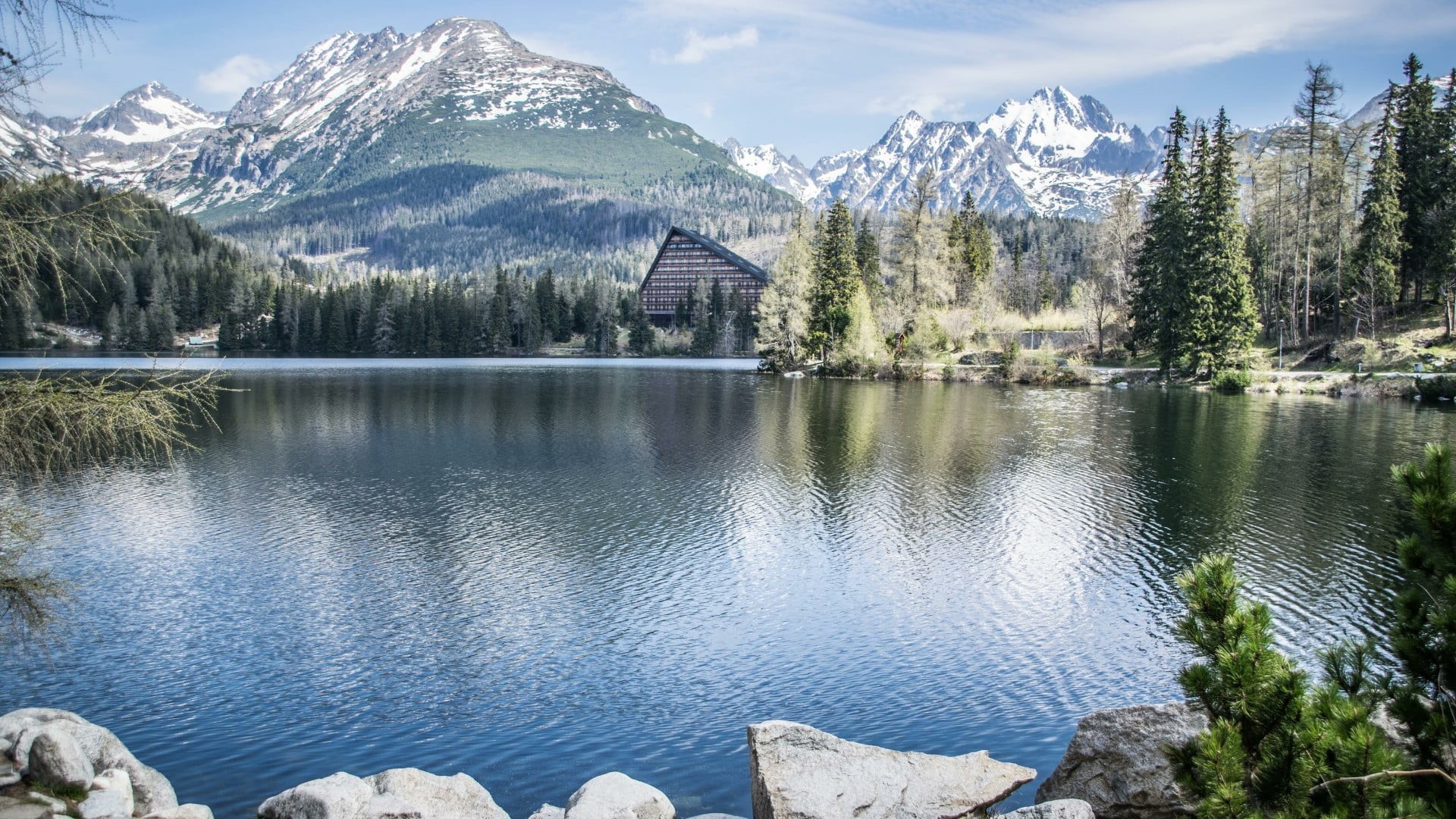 water, high tatras national park, reflection, mountain lake, national park, tatra, strbske pleso, water resources, rock, high tatras, wilderness, lake, HD Wallpaper