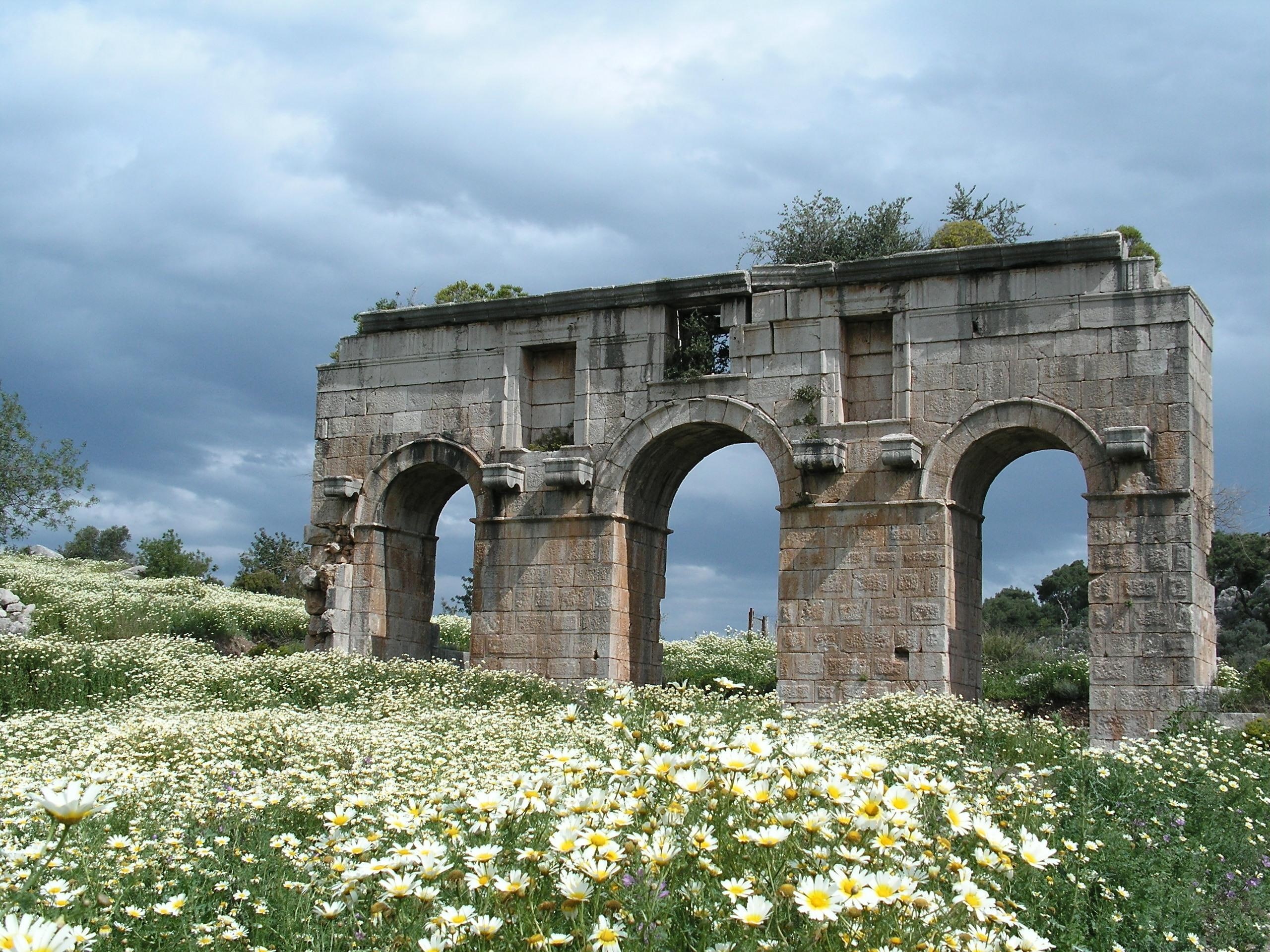roman, turkey, patara, 3d and abstract, gateway, 2K, HD Wallpaper