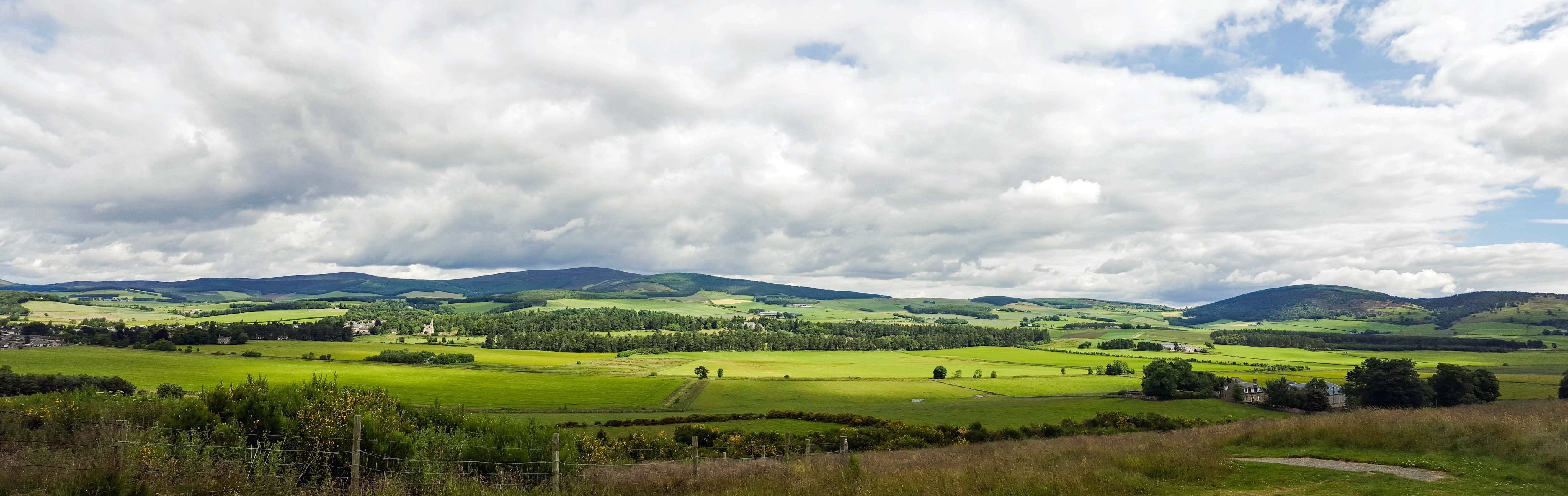 rural, tranquility, farm, no People, summer, 5K, tranquil scene, Aberdeenshire, plant, outdoors, panorama, clouds, sky, field, Dee, Tal, tree, landscape, HD Wallpaper