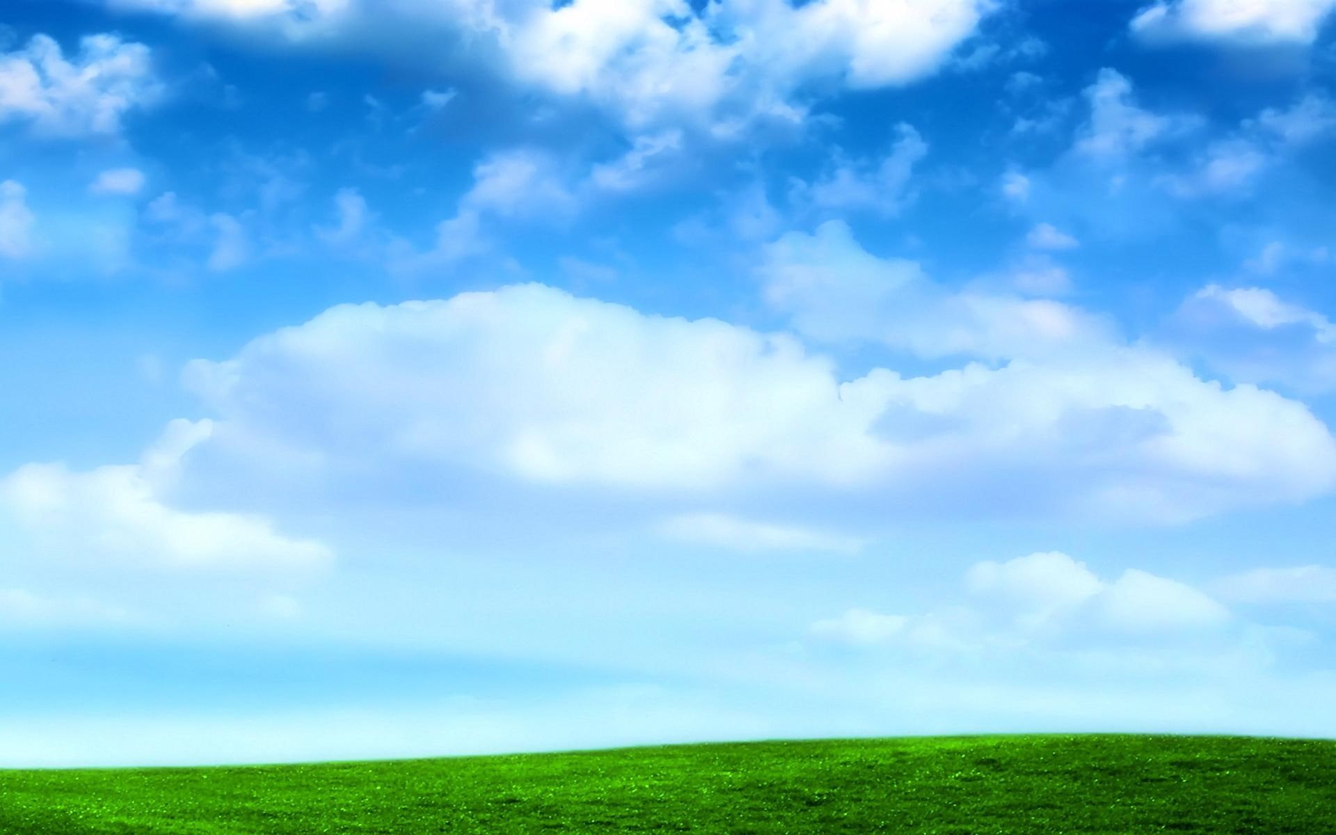blue, hill, rolling, 1080P, 3d and abstract, green, field, HD Wallpaper