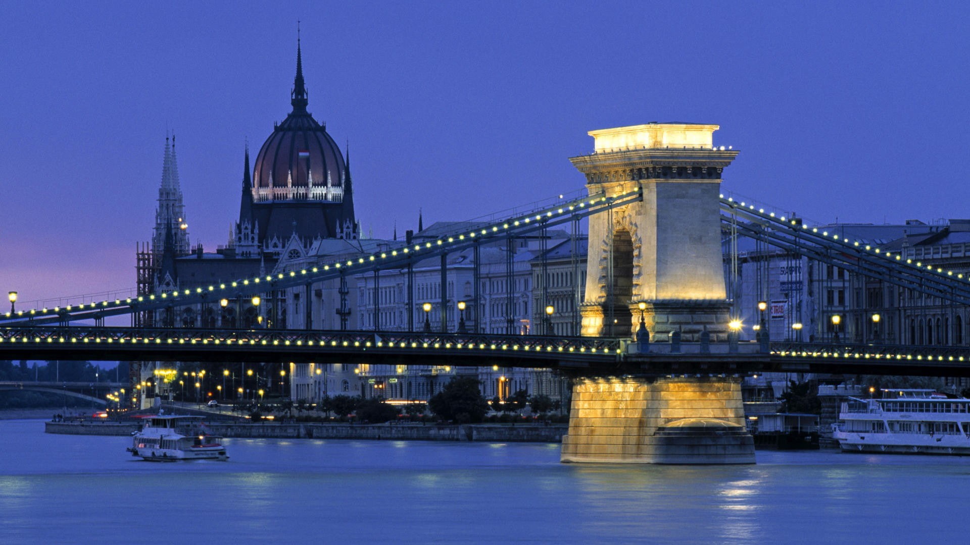 built structure, city, bridge - man made structure, illuminated, landscape, connection, river, no people, dusk, government, travel, cityscape, Budapest, HD Wallpaper