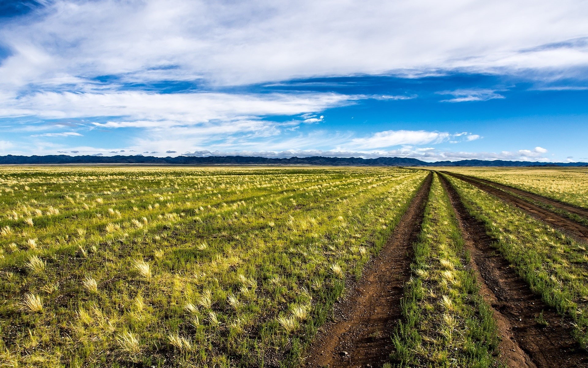 Mongolia, Scenery, Beautiful, Clouds, Nature, Blue, Sky, Field, 1080P, HD Wallpaper