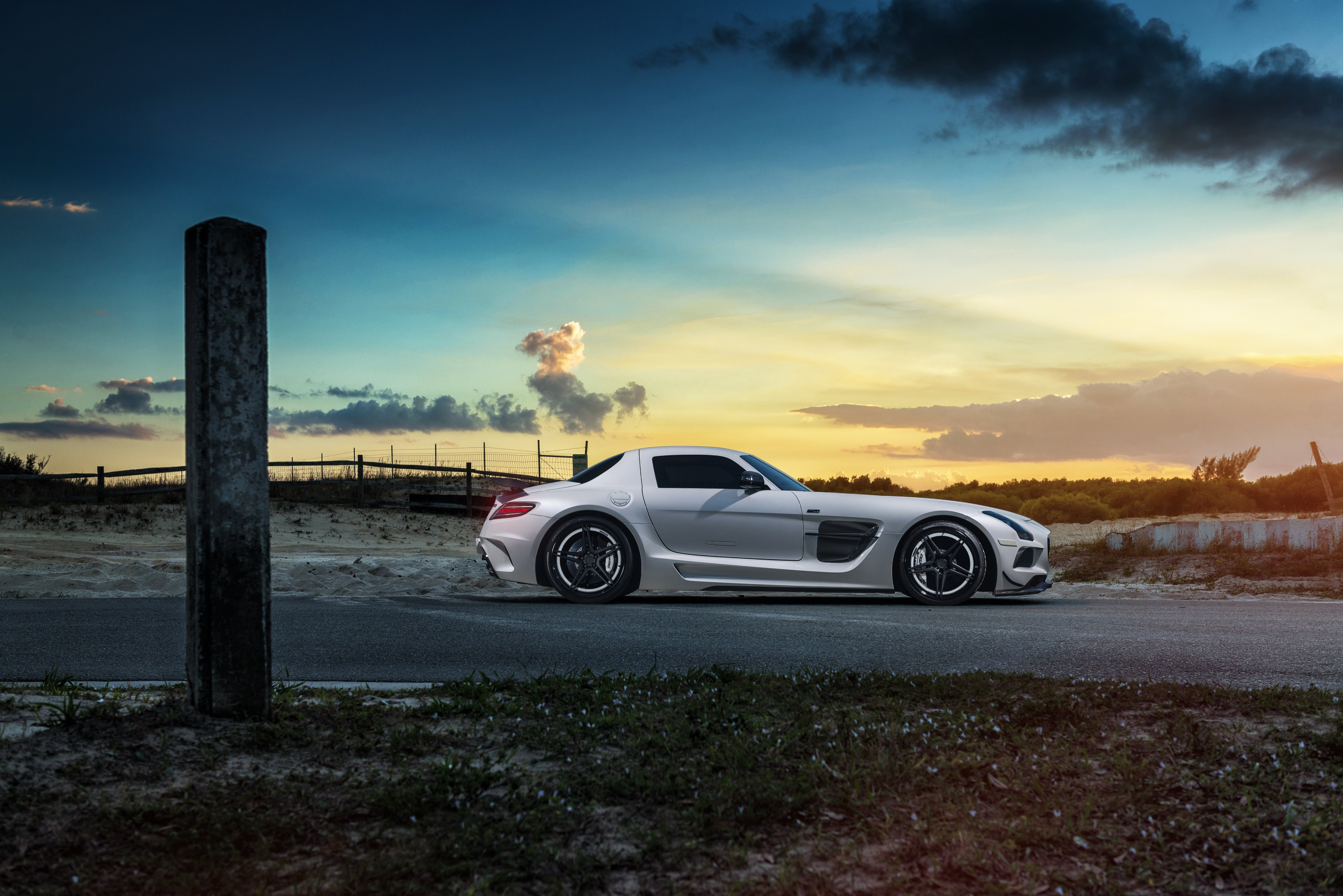 nature, sunset, no people, road, road trip, luxury, day, Renntech , travel, mode of transportation, transportation, city, sky, cloud - sky, 5K, gray, motor vehicle, HD Wallpaper