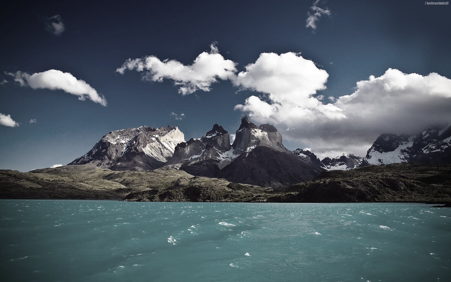 nature, sea, sky, 1080P, blue, torres del paine national park, mountains, HD Wallpaper