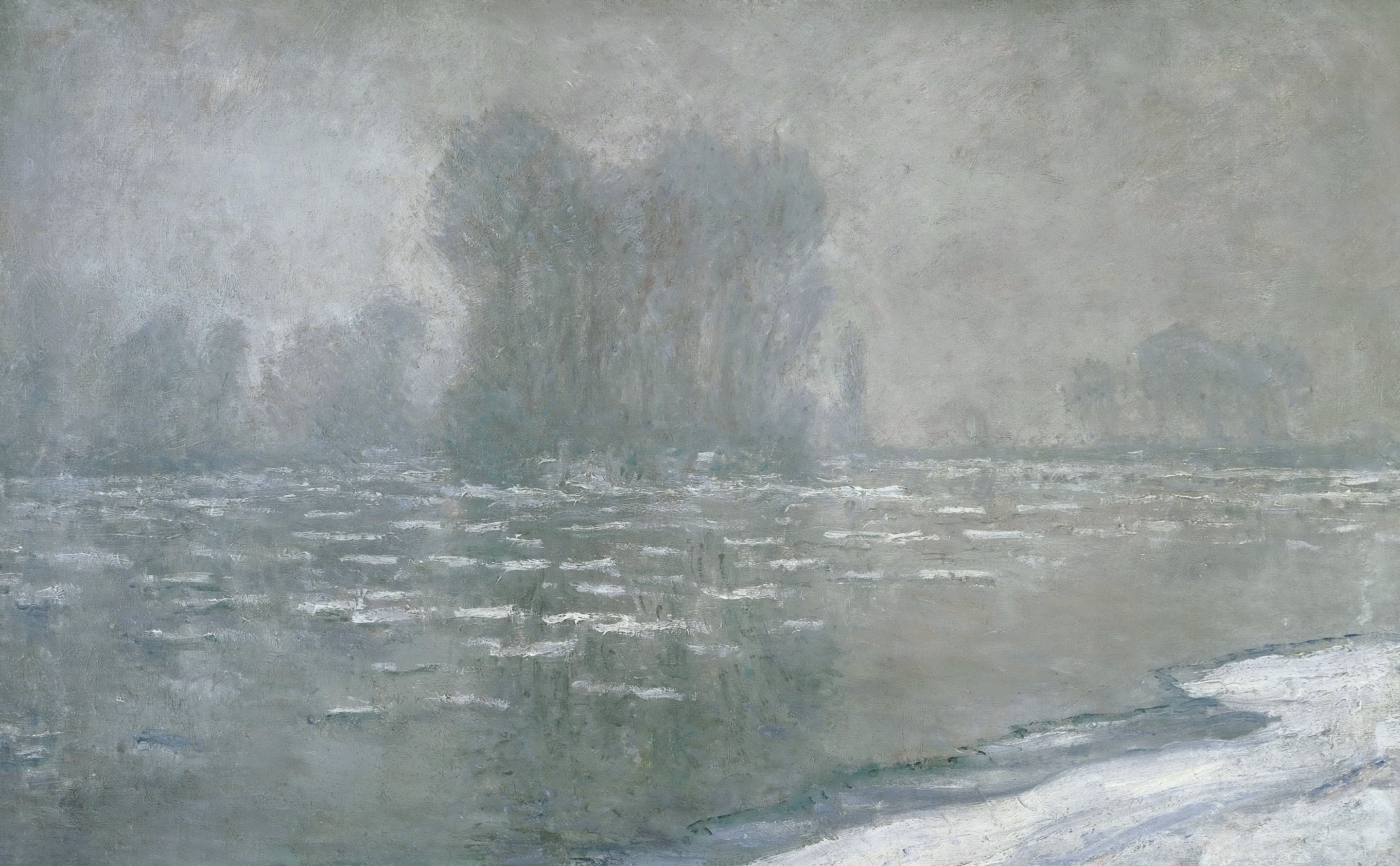 2K, landscape, Ice. Misty Morning, Claude Monet, picture, HD Wallpaper