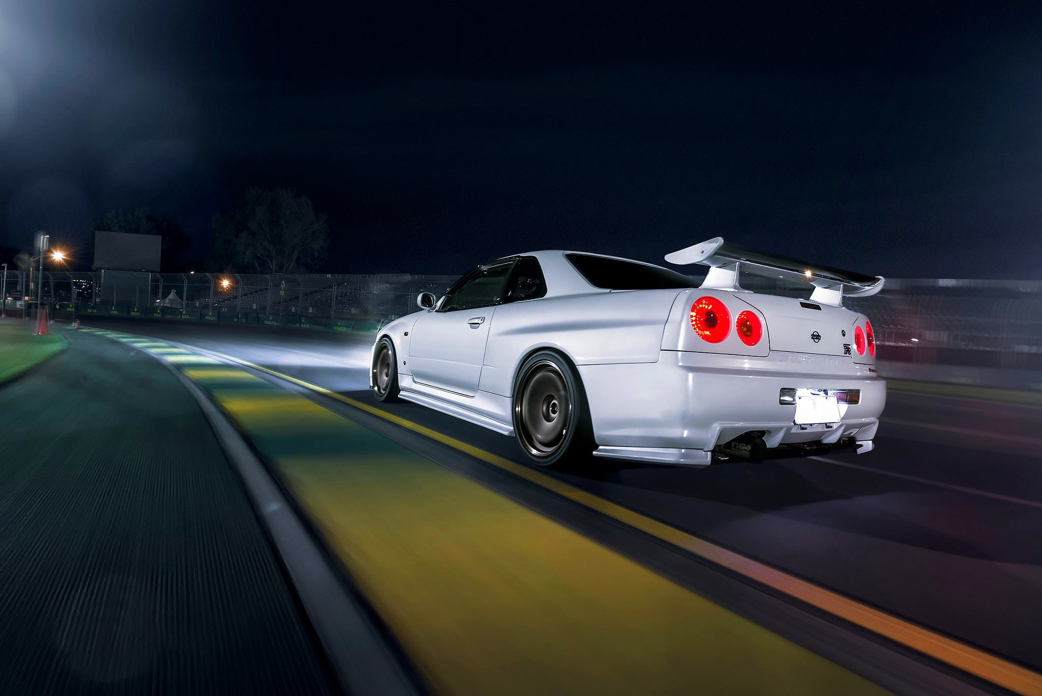 sign, Race, motion, city, coupe, Speed, transportation, no people, Rear, 1080P, architecture, land vehicle, Dark, on the move, outdoors, street, night, HD Wallpaper