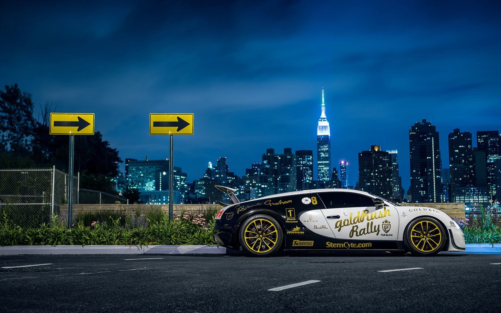 Nigth, Veyron, NYC, 720P, Side, Pur Blanc, bugatti, SuperSport, New York, HD Wallpaper