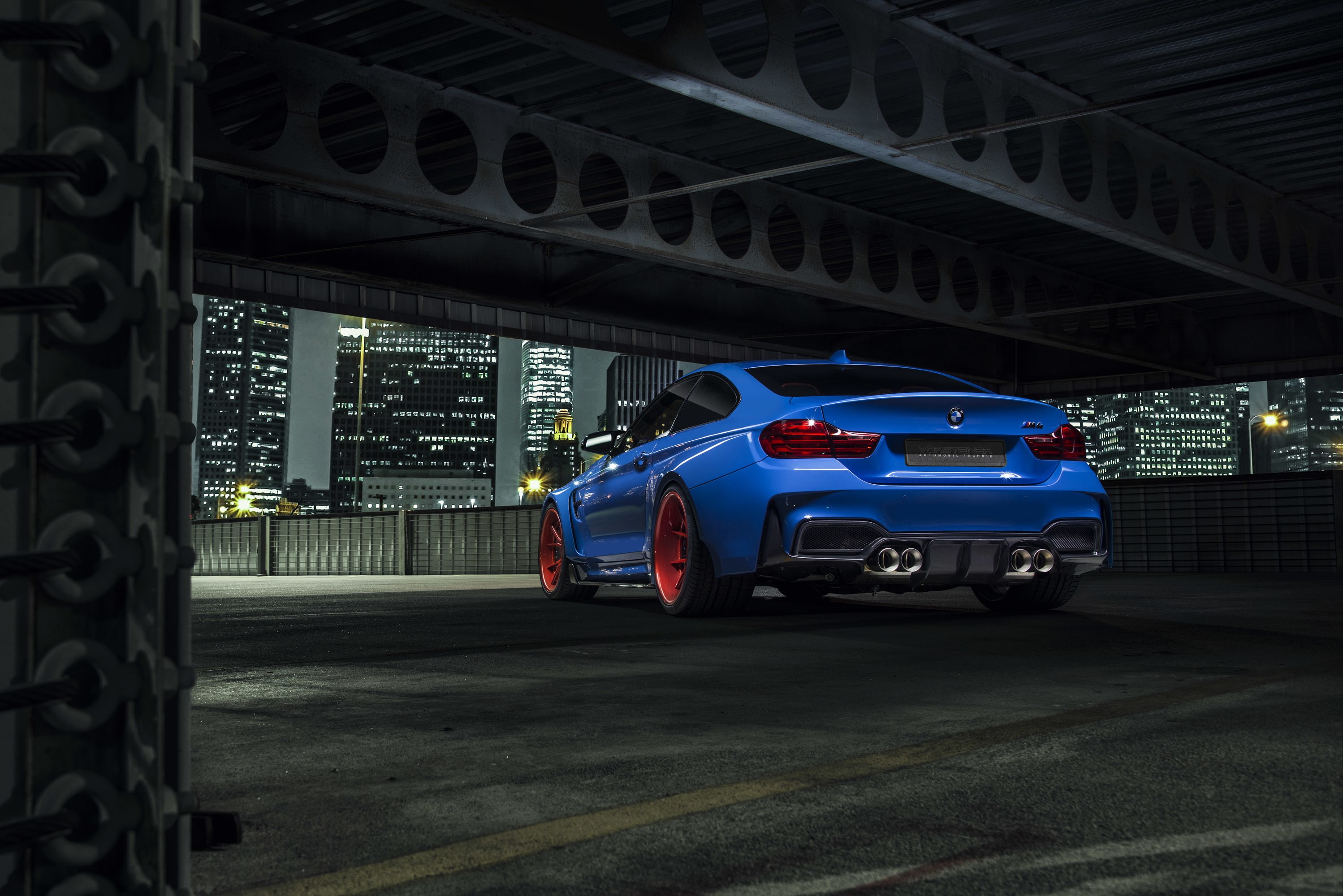 Nigth, Blue, 2K, Wheels, Vorsteiner, BMW, City, Photoshoot, GTRS4, Widebody, Rear, HD Wallpaper