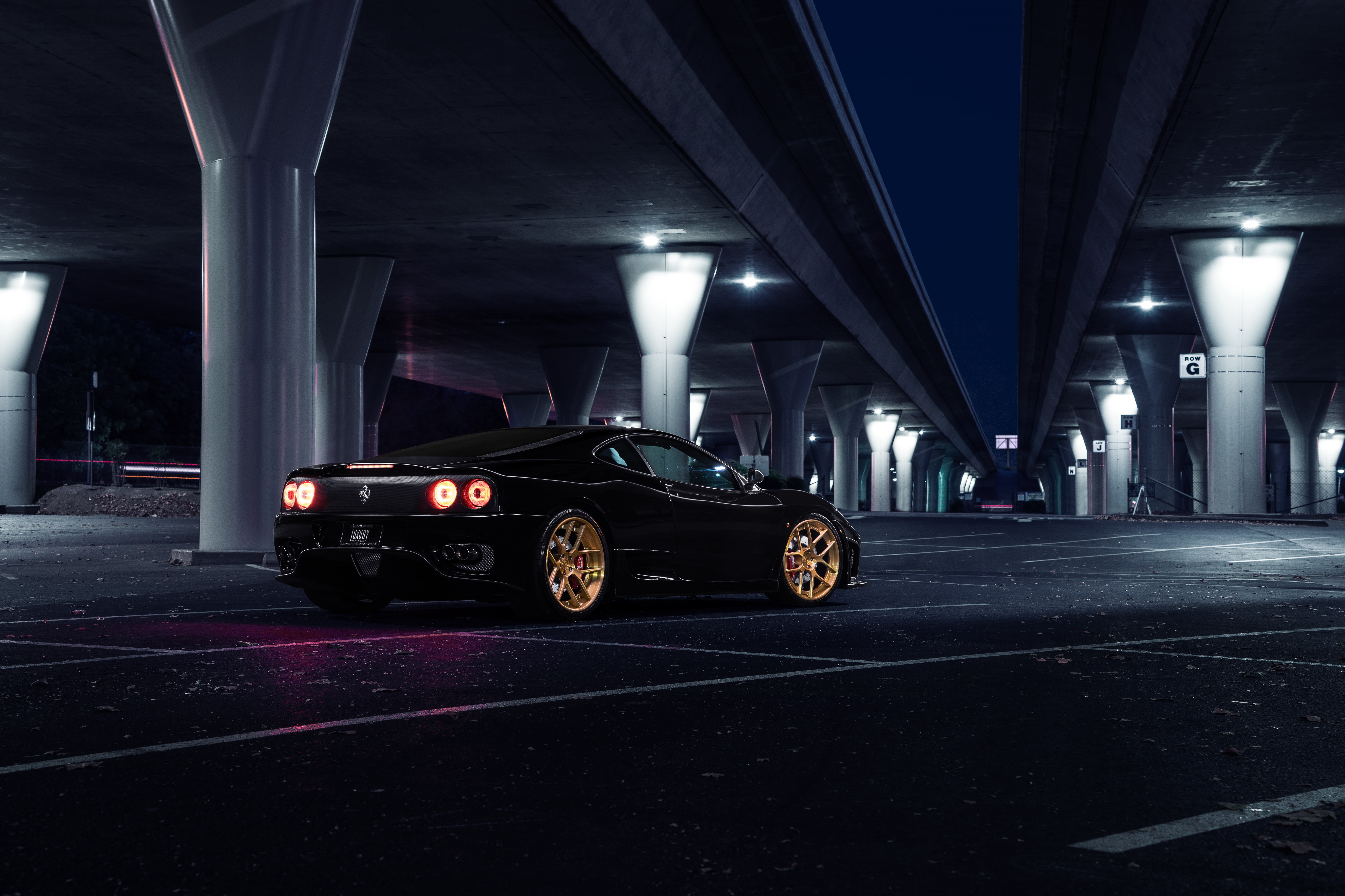 360, 5K, Rear, Collection, Aristo, Dark, Modena, Bridge, Ferrari, Black, Nigth, HD Wallpaper