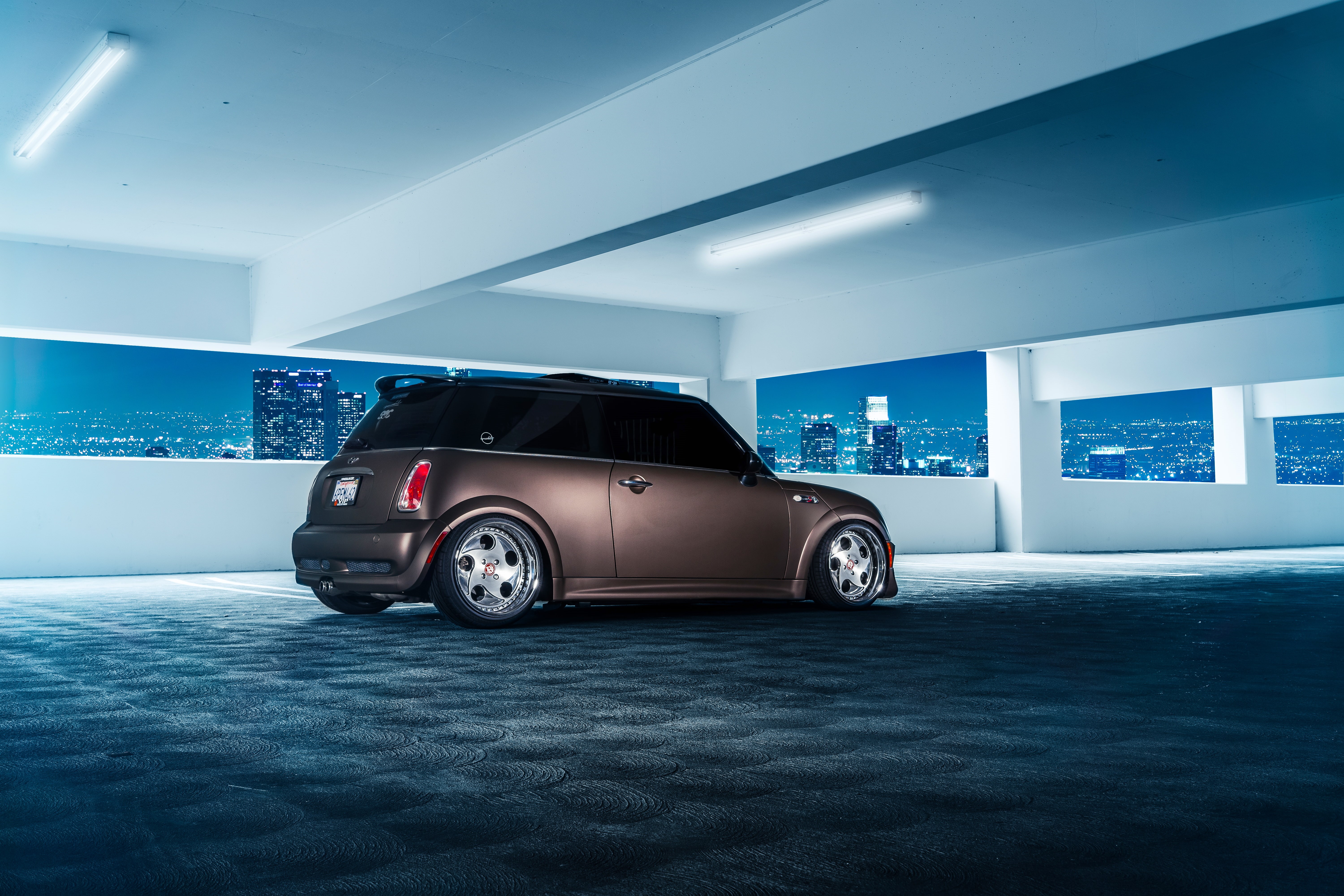 Cooper, Parking, Mini, City, Stance, Works, Matte, Ligth, Nigth, Rear, Grown, 5K, HD Wallpaper