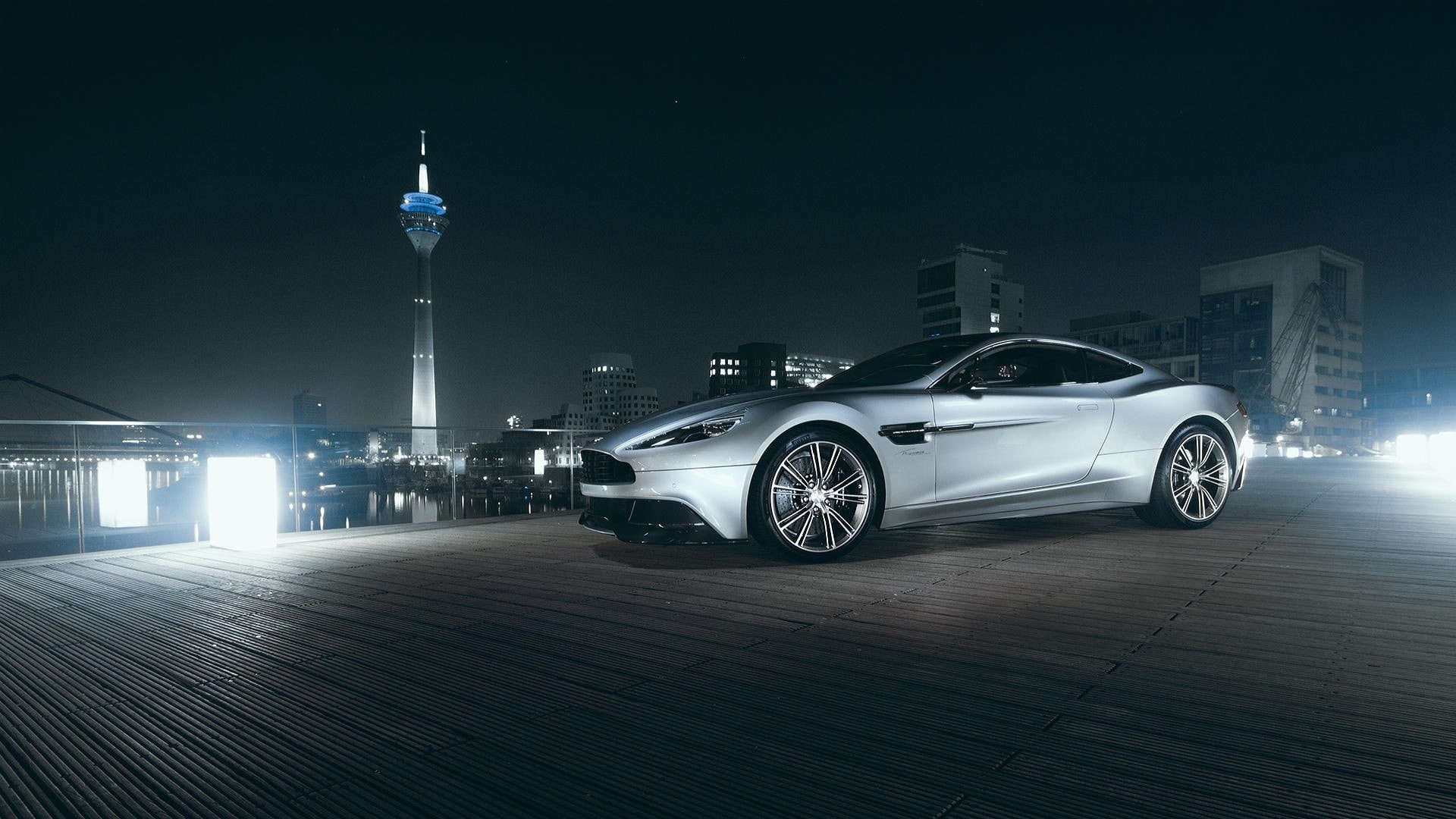 Aston Martin, V12, Vanquish, City, Supercar, Tower, Nigth, 1080P, HD Wallpaper