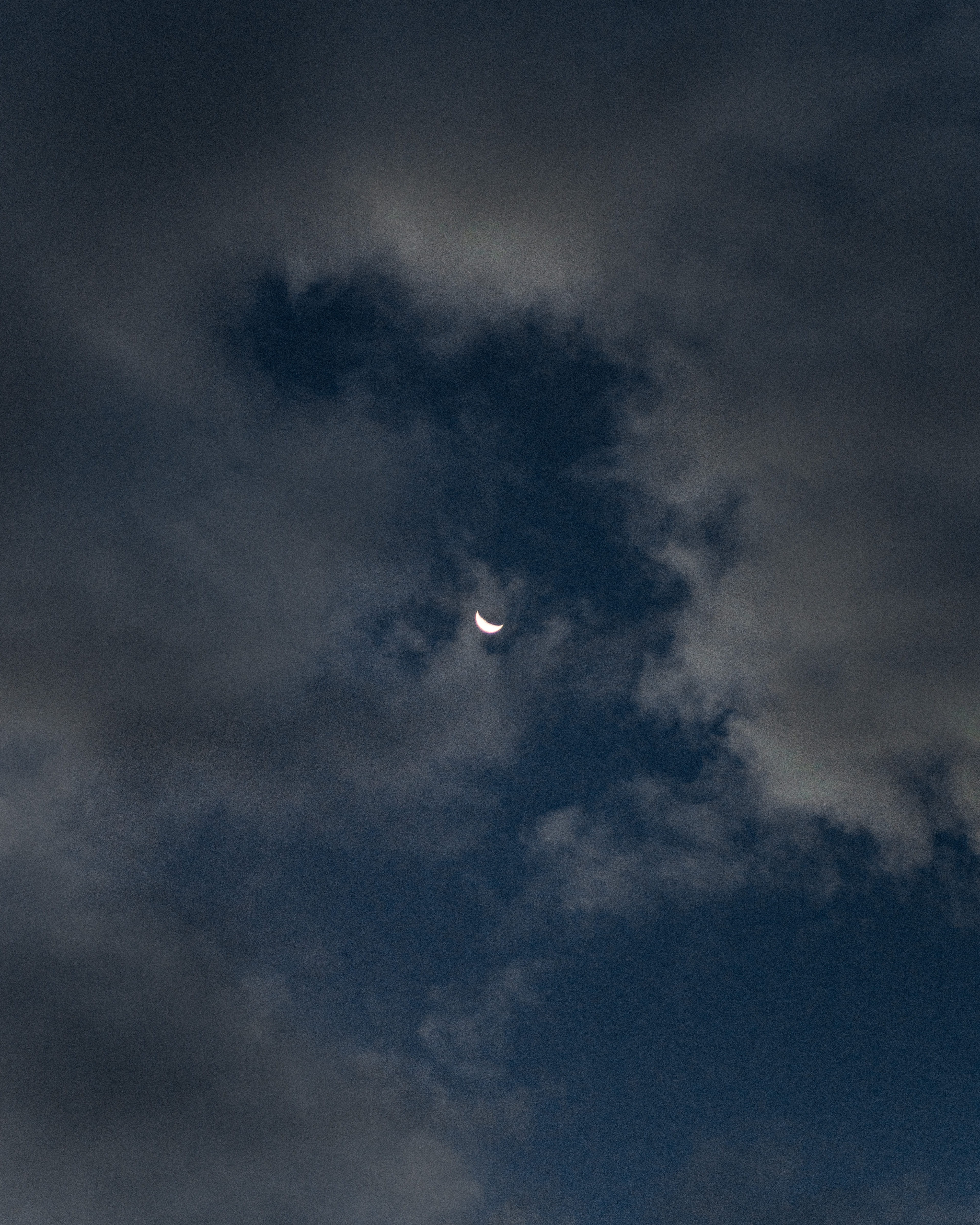 clouds, overcast, outdoors, tranquility, no people, cloudy, 4K, idyllic, dark, moon, ominous, crescent, low angle view, space, kaadedhdhoo airport, sky, Phone HD Wallpaper