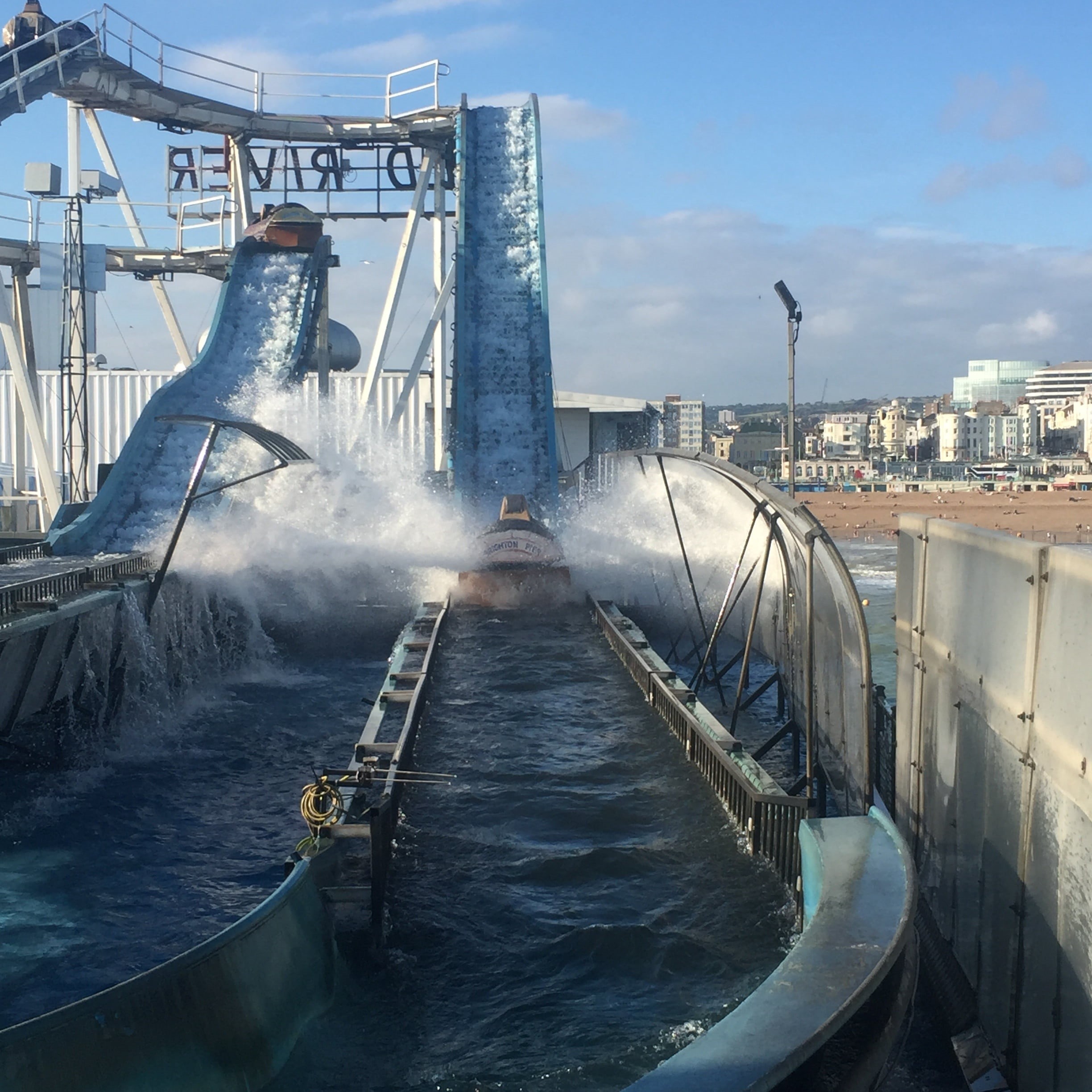 transportation, theme park, bridge, flow, travel destinations, wild water, wild, sky, city, brighton, travel, no people, water, nautical vessel, built structure, Phone HD Wallpaper