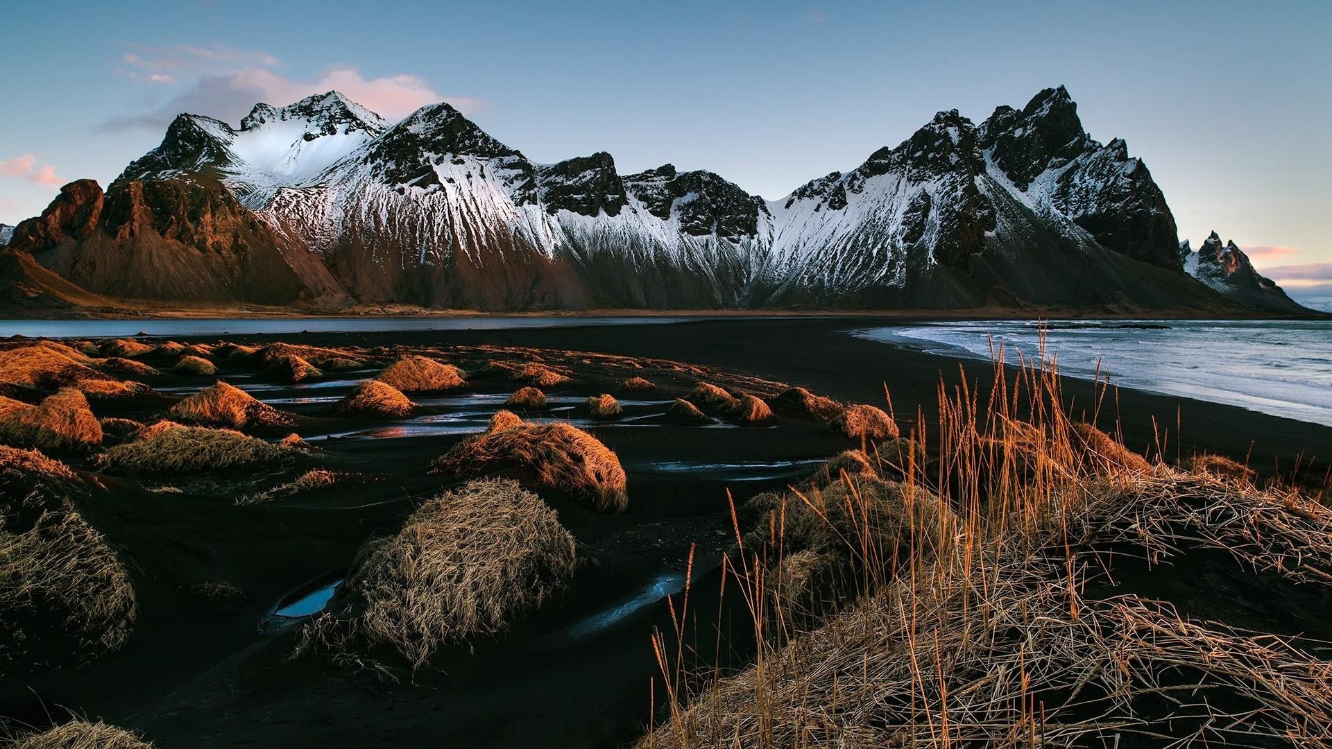 water, iceland, outdoors, snow, mountains, vatnajokull national park, mountain peak, beauty in nature, environment, landscape, morning, lake, europe, nature, HD Wallpaper