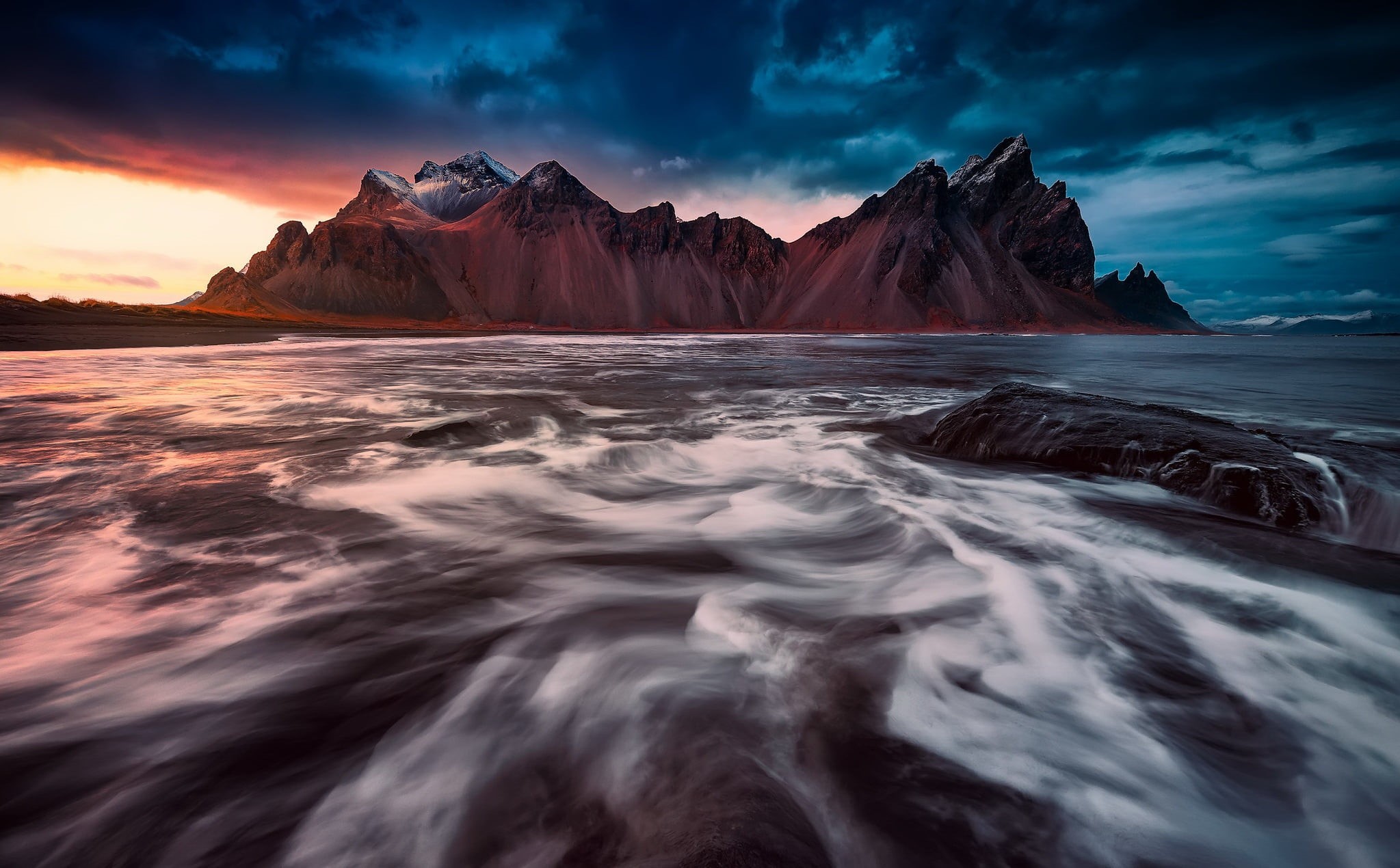 Vestrahorn, sea, 1080P, Iceland, rocks, nature, HD Wallpaper