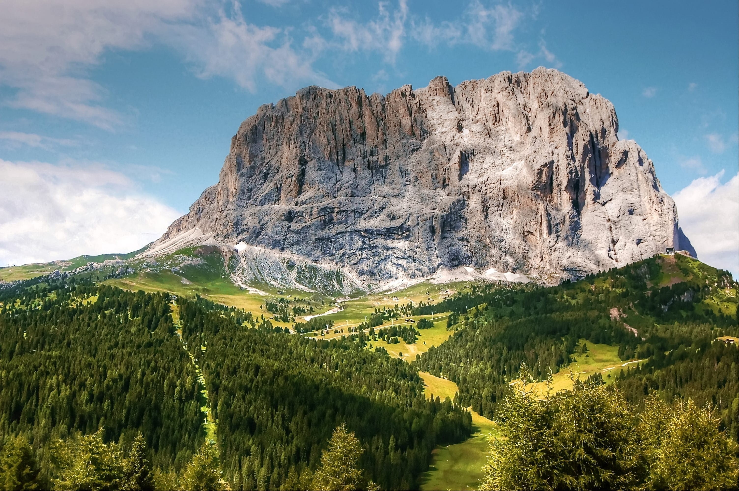 alm, hiking, italy, val gardena, dolomites, plant, sky, non-urban scene, scenics - nature, green color, tranquil scene, beauty in nature, outdoors, dom, HD Wallpaper