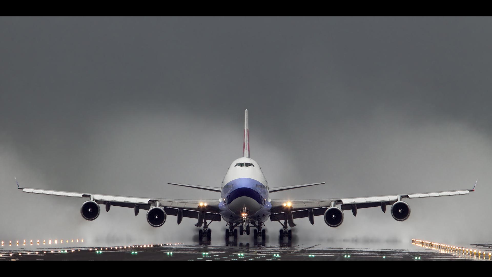 747, airplane, 1080P, schiphol, hd, boeing, rain, b, thunder, eham, b-18208, HD Wallpaper
