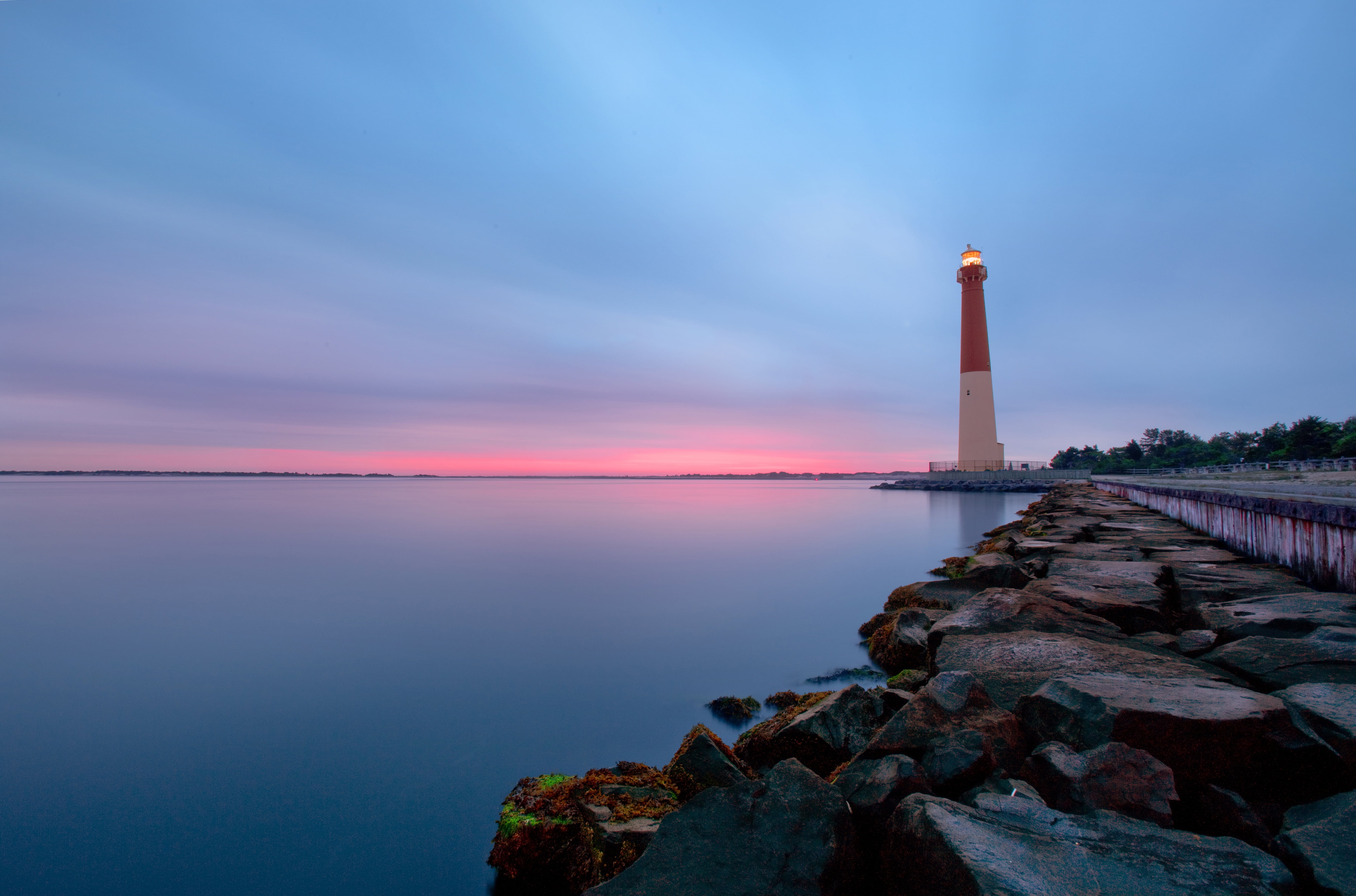 Barney, Calm Before the Storm, body, Old, coastline, Barnegat Lighthouse, beacon, New Jersey, white, Barnegat  New Jersey, warning, body of water, colorful, HD Wallpaper