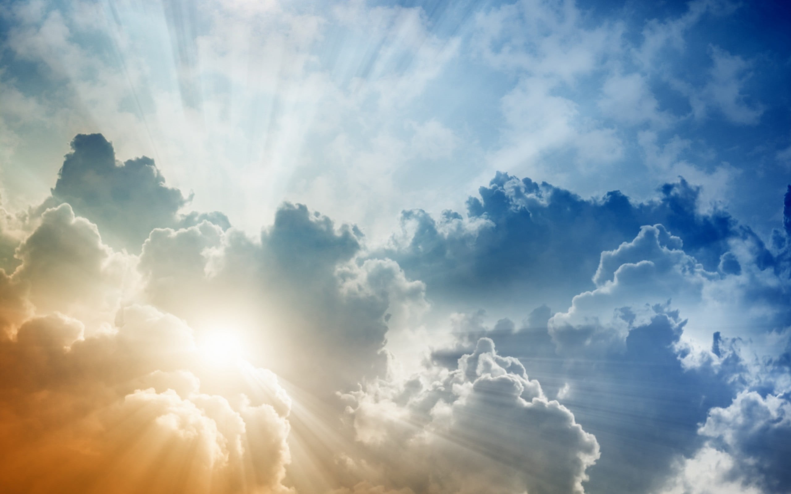 sky, 2K, sunlight, dramatic sky, clouds, white, beauty in nature, sunbeam, tranquil scene, day, backgrounds, streaming, outdoors, cloudscape, tranquility, HD Wallpaper