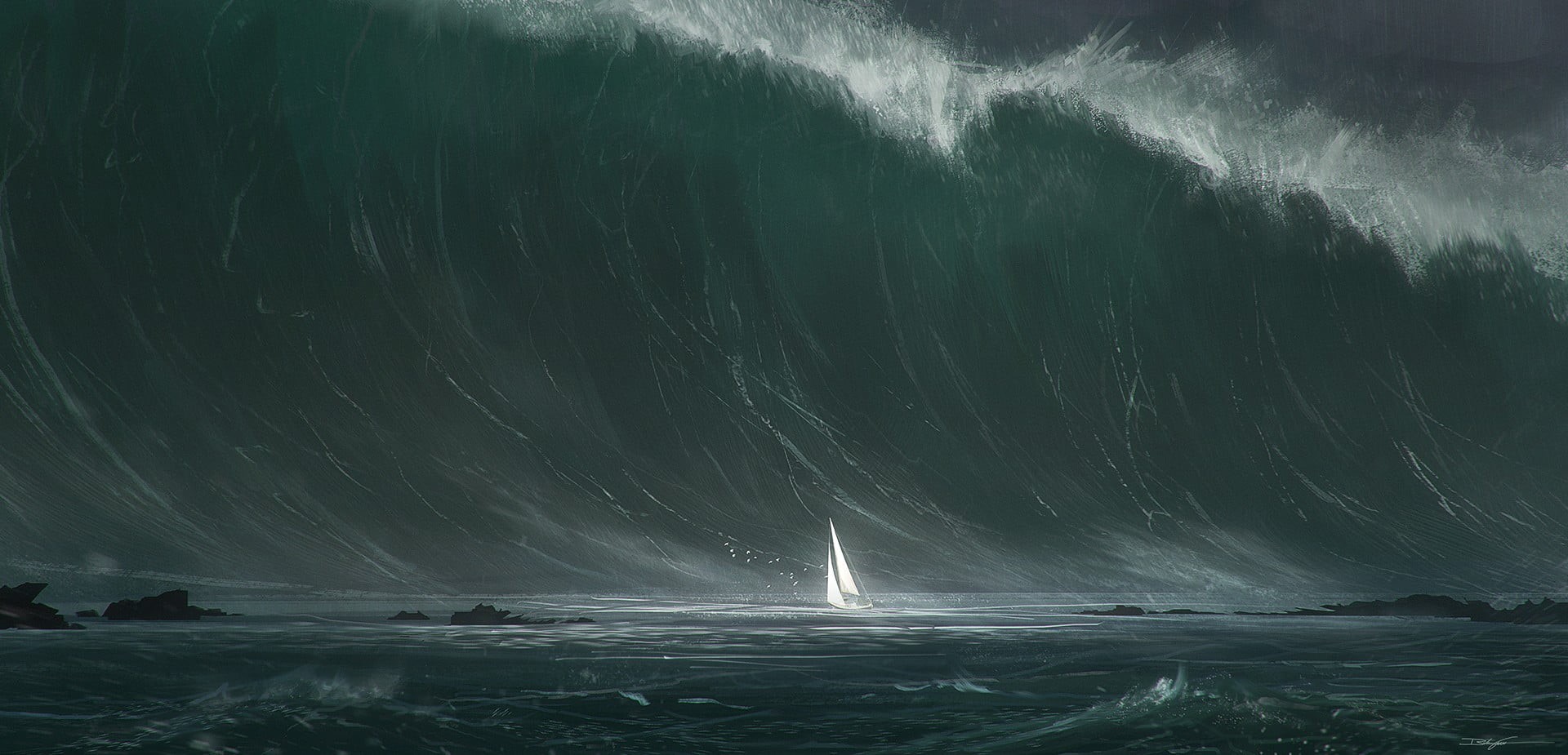 motion, blurred motion, night, waterfront, space, cold temperature, ice, water, boat, reflection, nature, power in nature, sea, 1080P, Tsunami, scenics - nature, HD Wallpaper