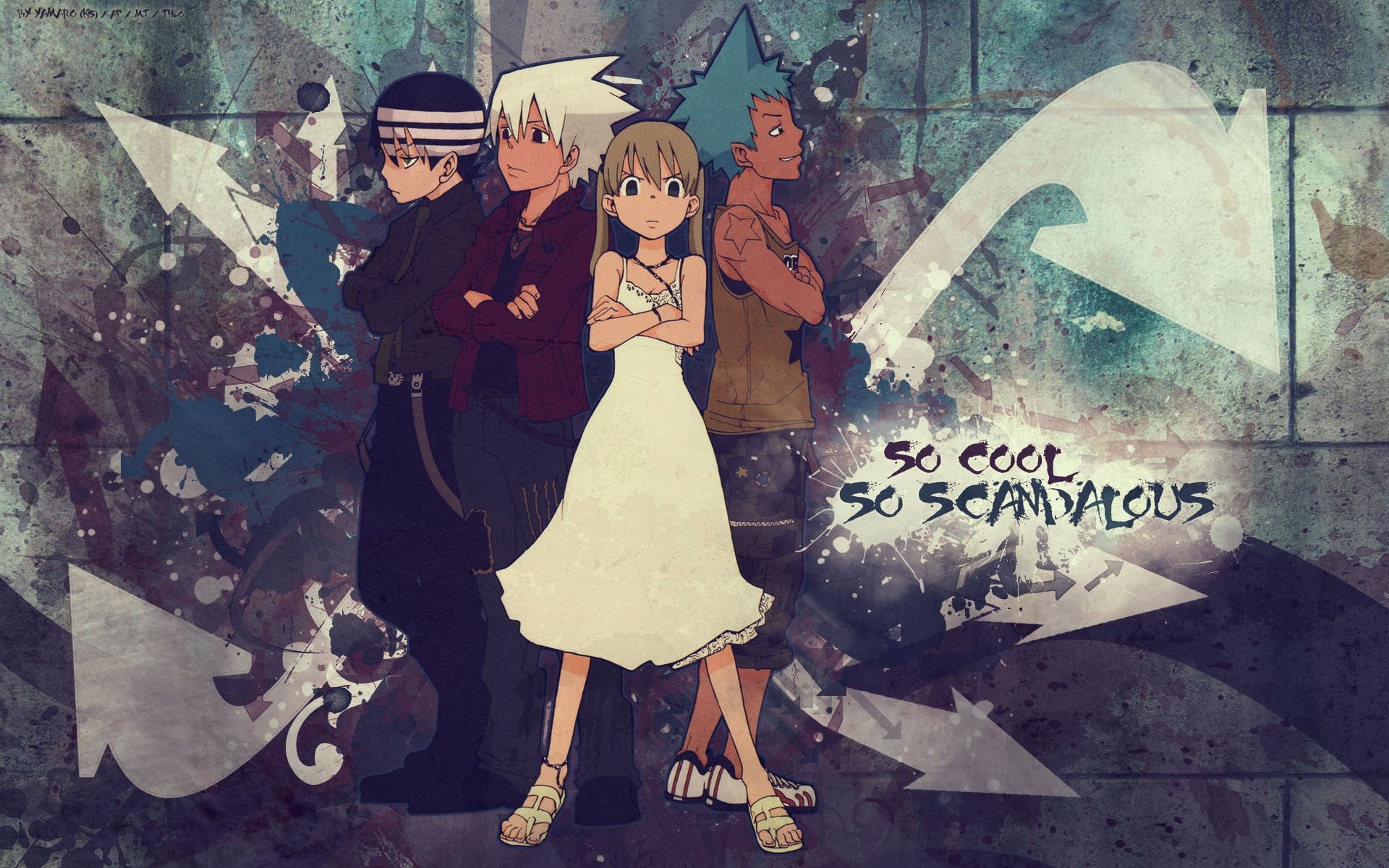 outdoors, cool, digital, anime, western script, wall - building feature, lifestyles, leisure activity, paper, full length, real people, clothing, Soul Eater, HD Wallpaper