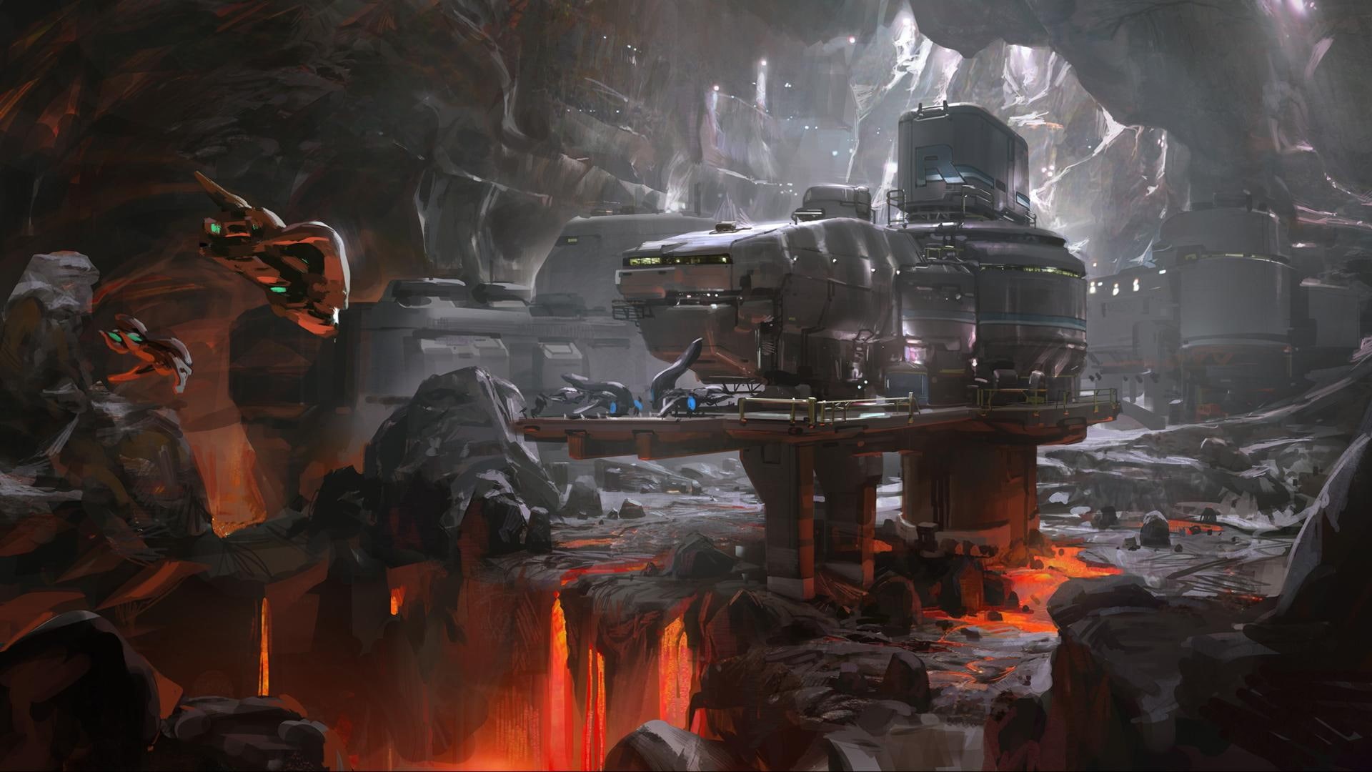 fantasy art, art, linux, halo, Futuristic, px, 1920x1080 px, 1080P, hd, technology, fantasy, x, HD Wallpaper