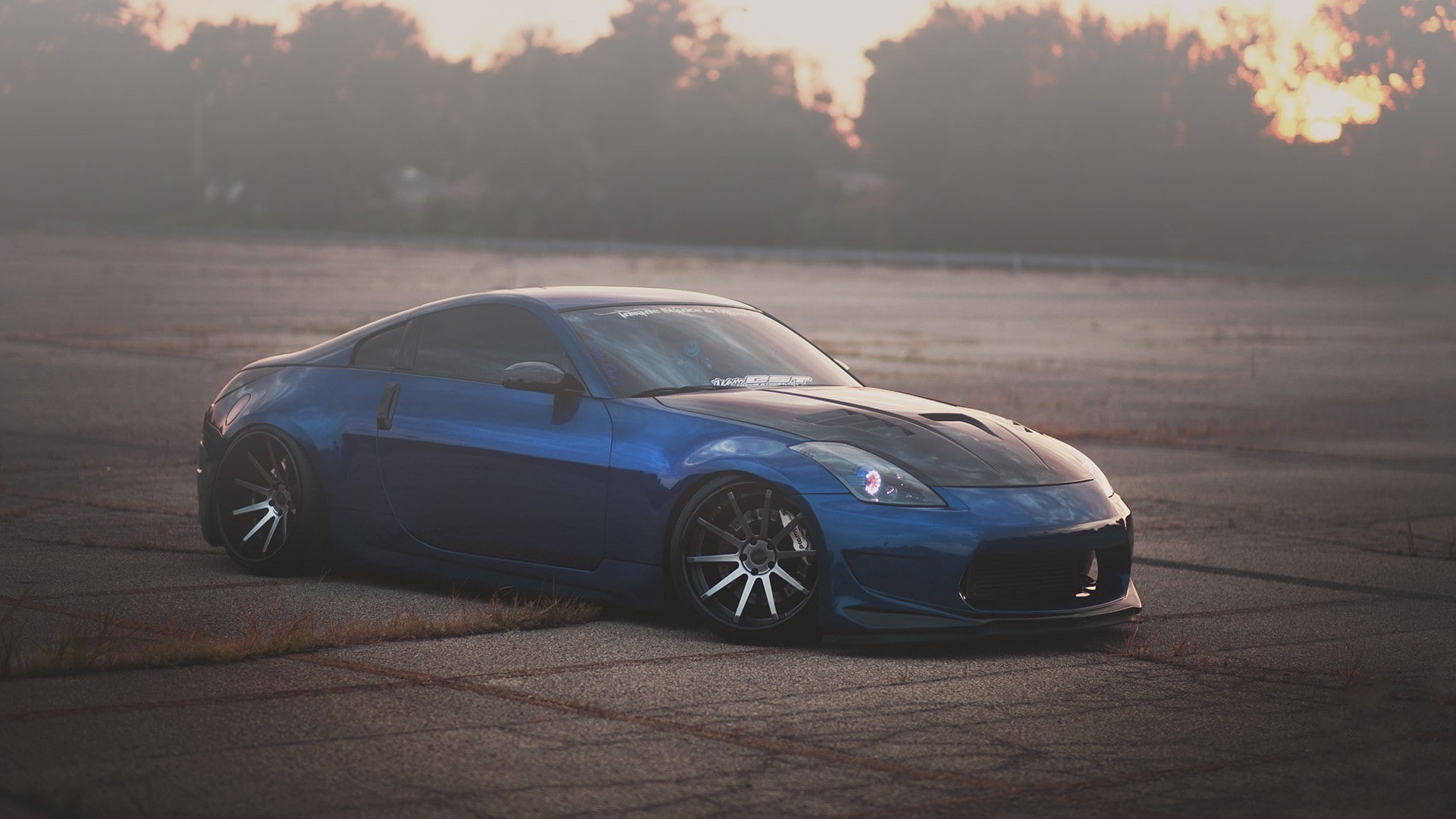 nissan 350z, tuning, sports, nissan, 1080P, blue, z, black, car, HD Wallpaper