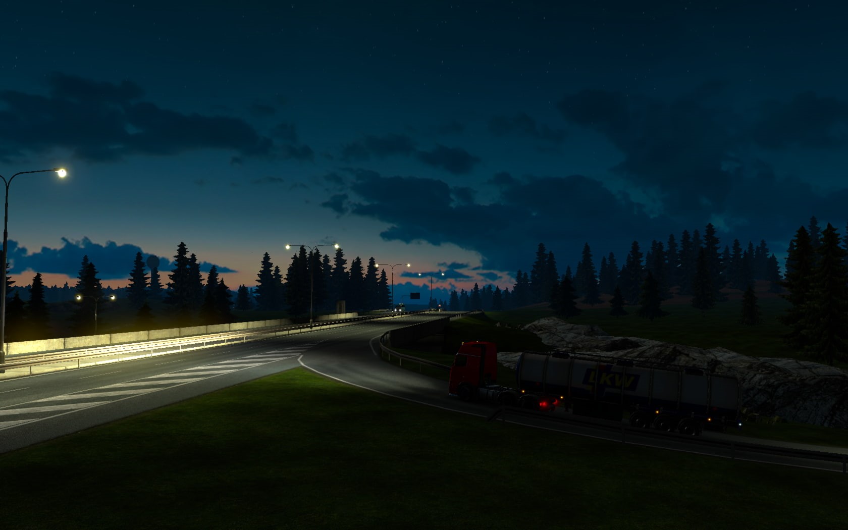 Sun, car, night, Euro Truck Simulator 2, morning, video games, trucks, cargo, 720P, road, HD Wallpaper