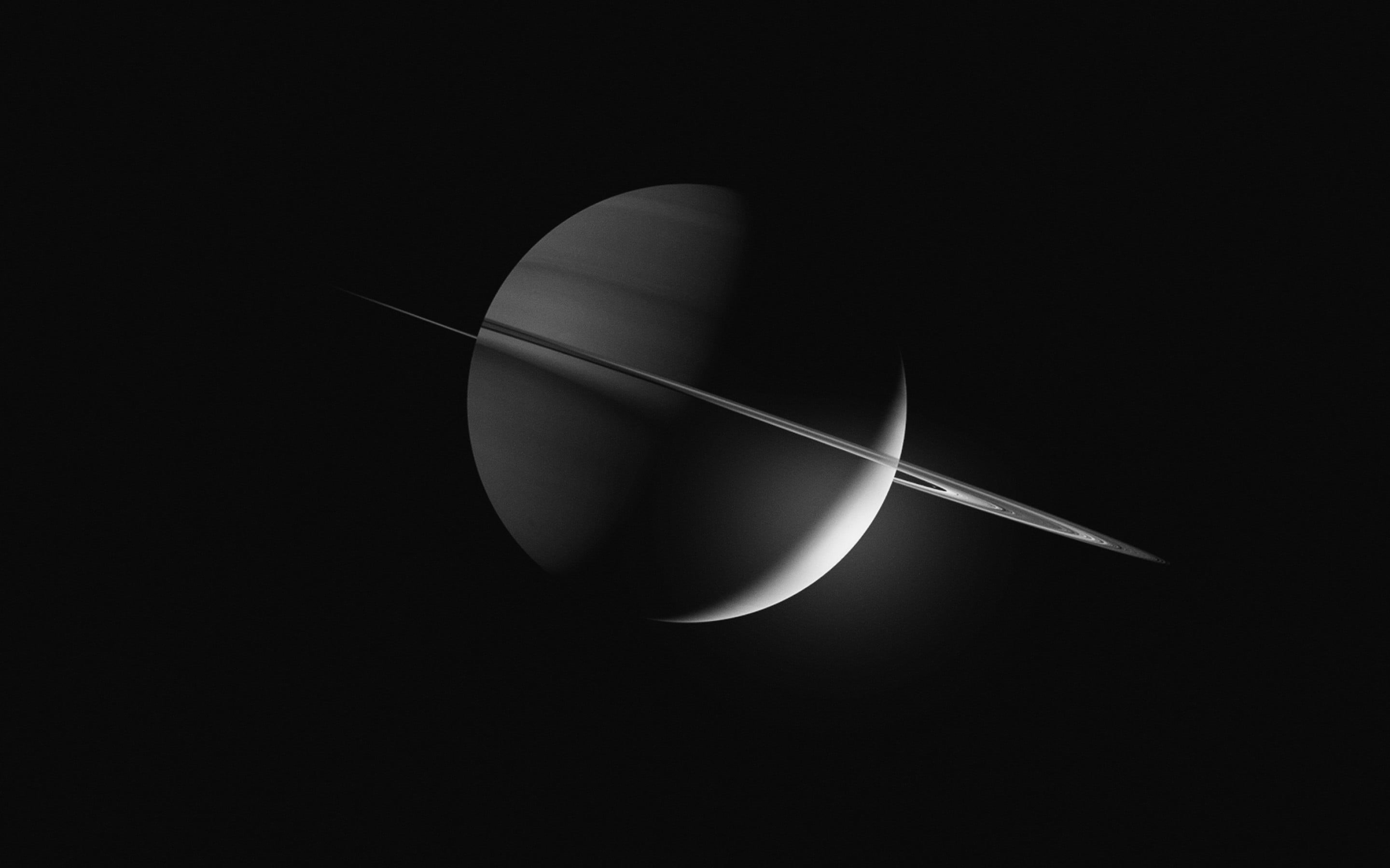 2K, black, dark, Saturn, space, dark background, HD Wallpaper