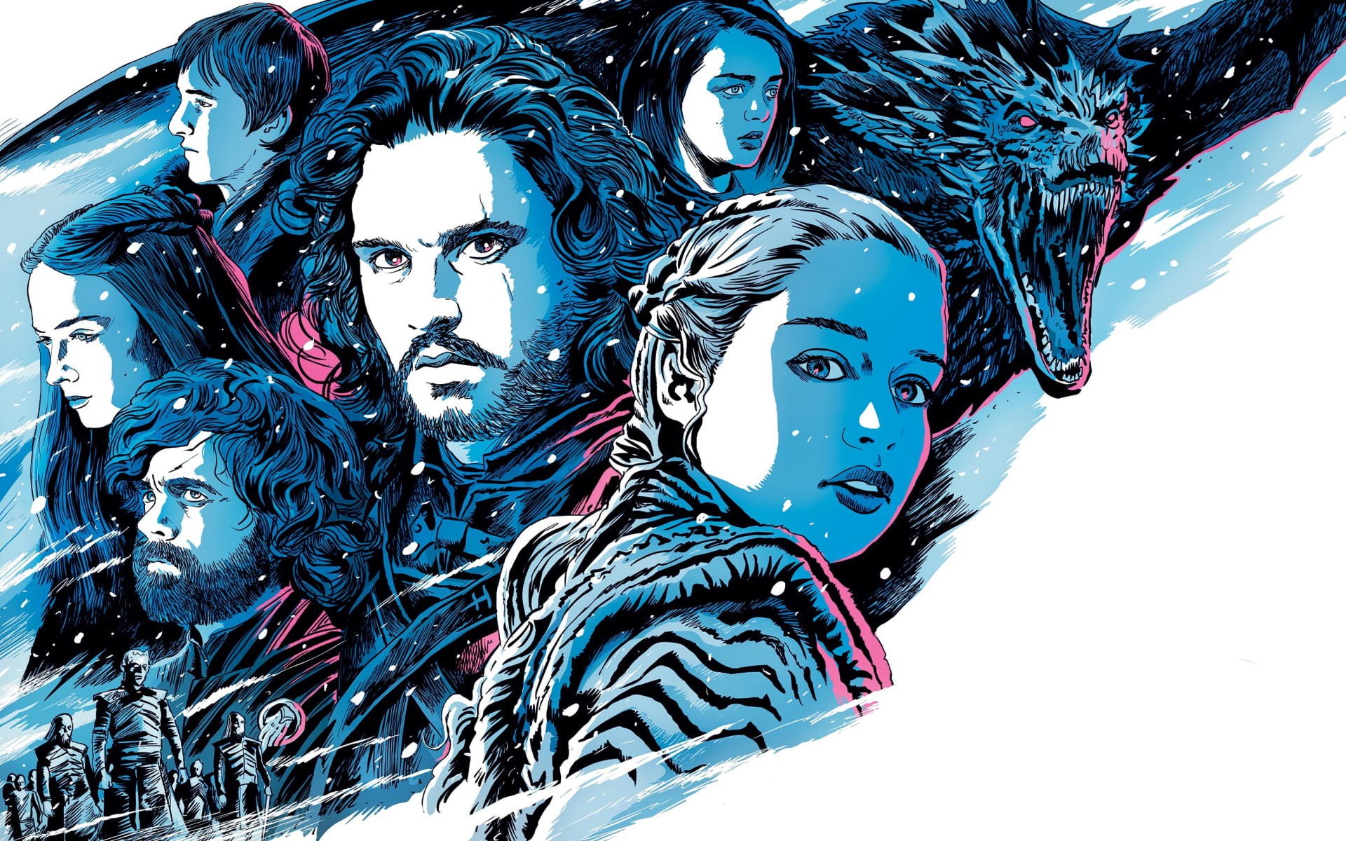 1080P, digital art, tv series, face, white background, artwork, fictional characters, dragon, Game of Thrones, TV, HD Wallpaper