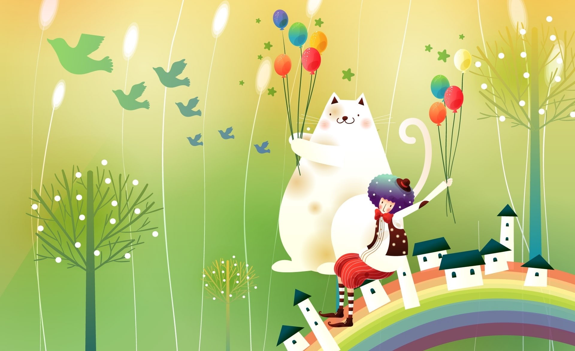 creativity, day, balloon, green color, no people, childhood fairytales, leisure activity, close-up, art and craft, representation, Vector Art, still life, HD Wallpaper