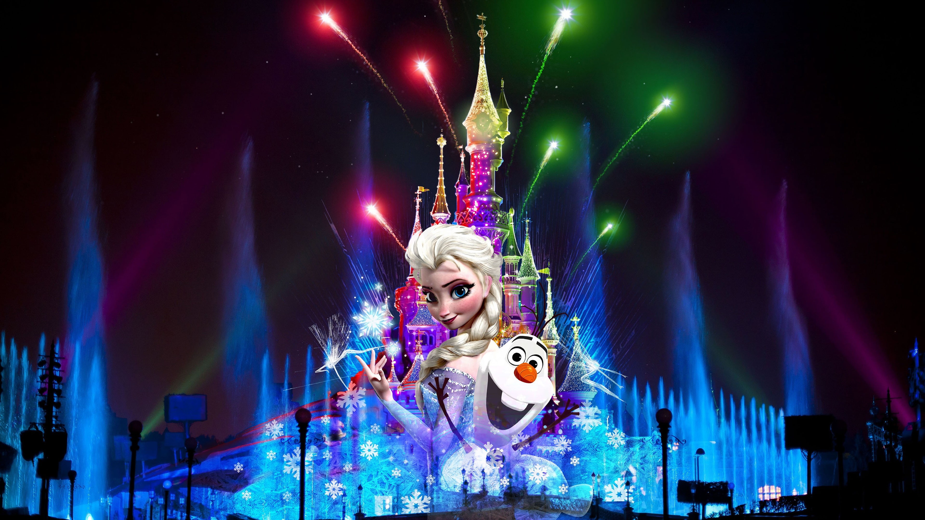 Paris, Fireworks, France, Disneyland, Beautiful, Night, 4K, Christmas, HD Wallpaper
