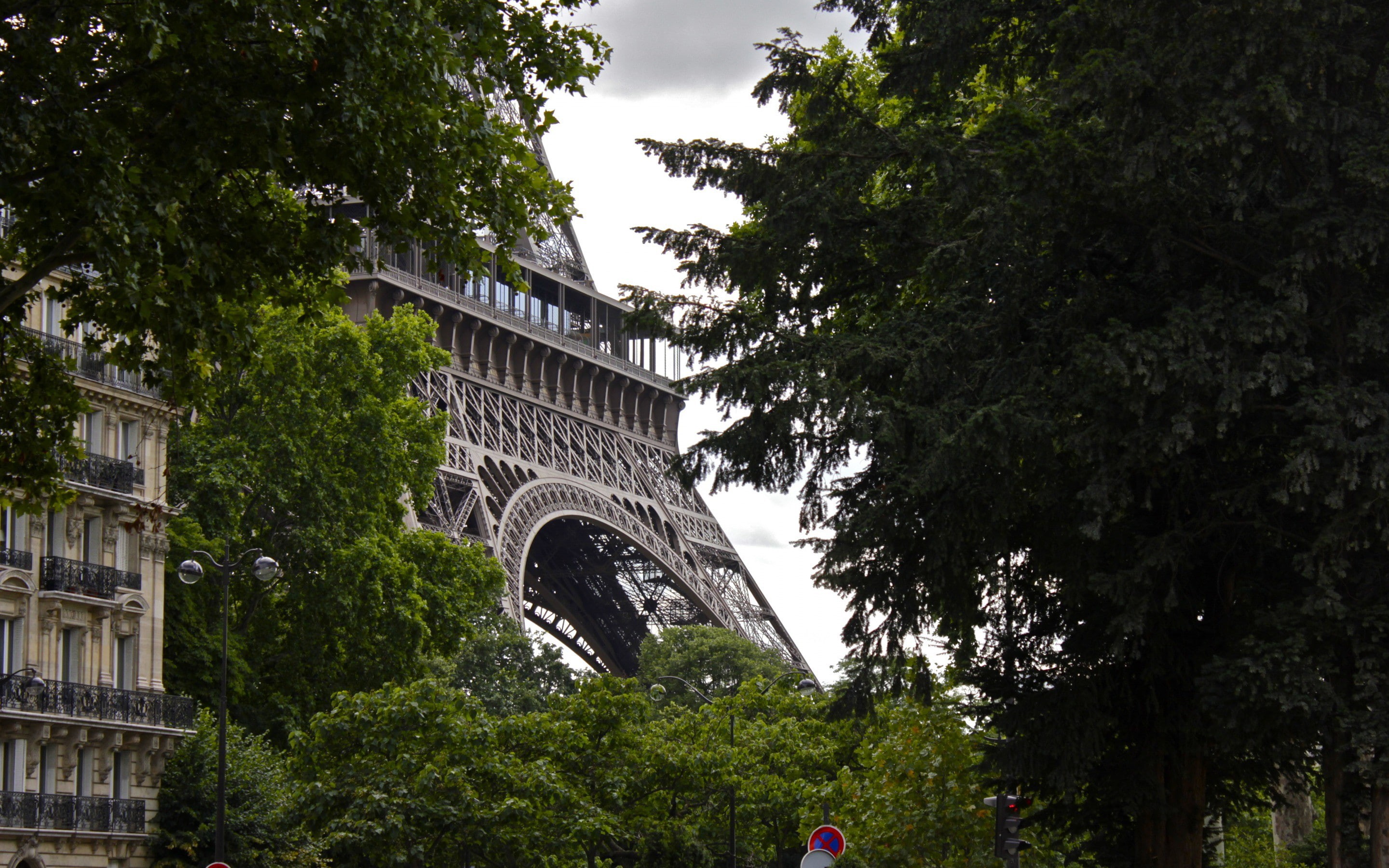 green, Park, tree, eiffel, tower, Paris, Eiffel Tower, 2K, leaf, HD Wallpaper