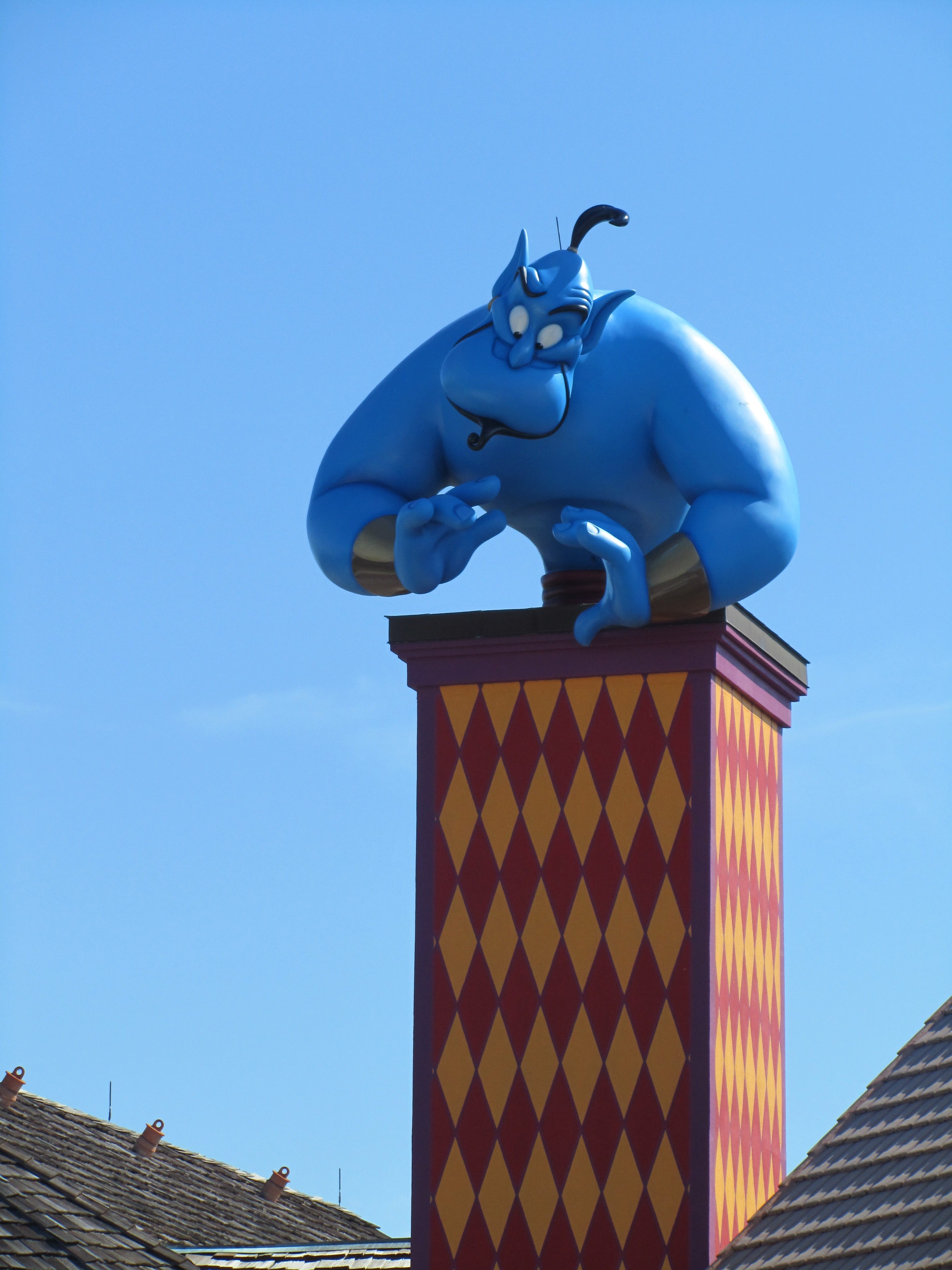 magical, animal representation, blue, art and craft, representation, entertainment, outdoors, Genie, arabian, statue, representing, animal themes, building, Phone HD Wallpaper
