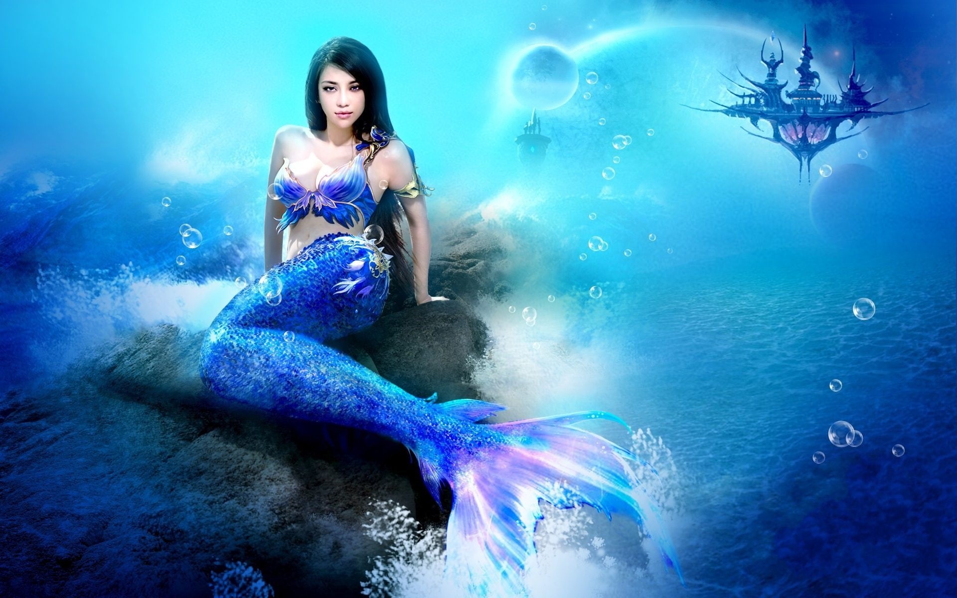 Girl, Fantasy, Mermaid, Underwater, Sea, 1080P, HD Wallpaper