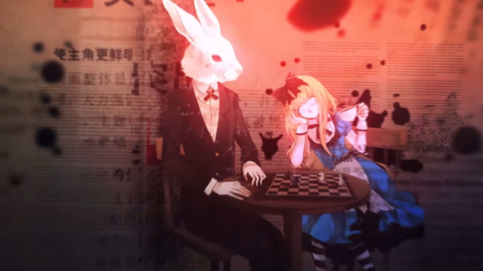 720P, Alice, White Rabbit, Alice in Wonderland, anime, chess, HD Wallpaper