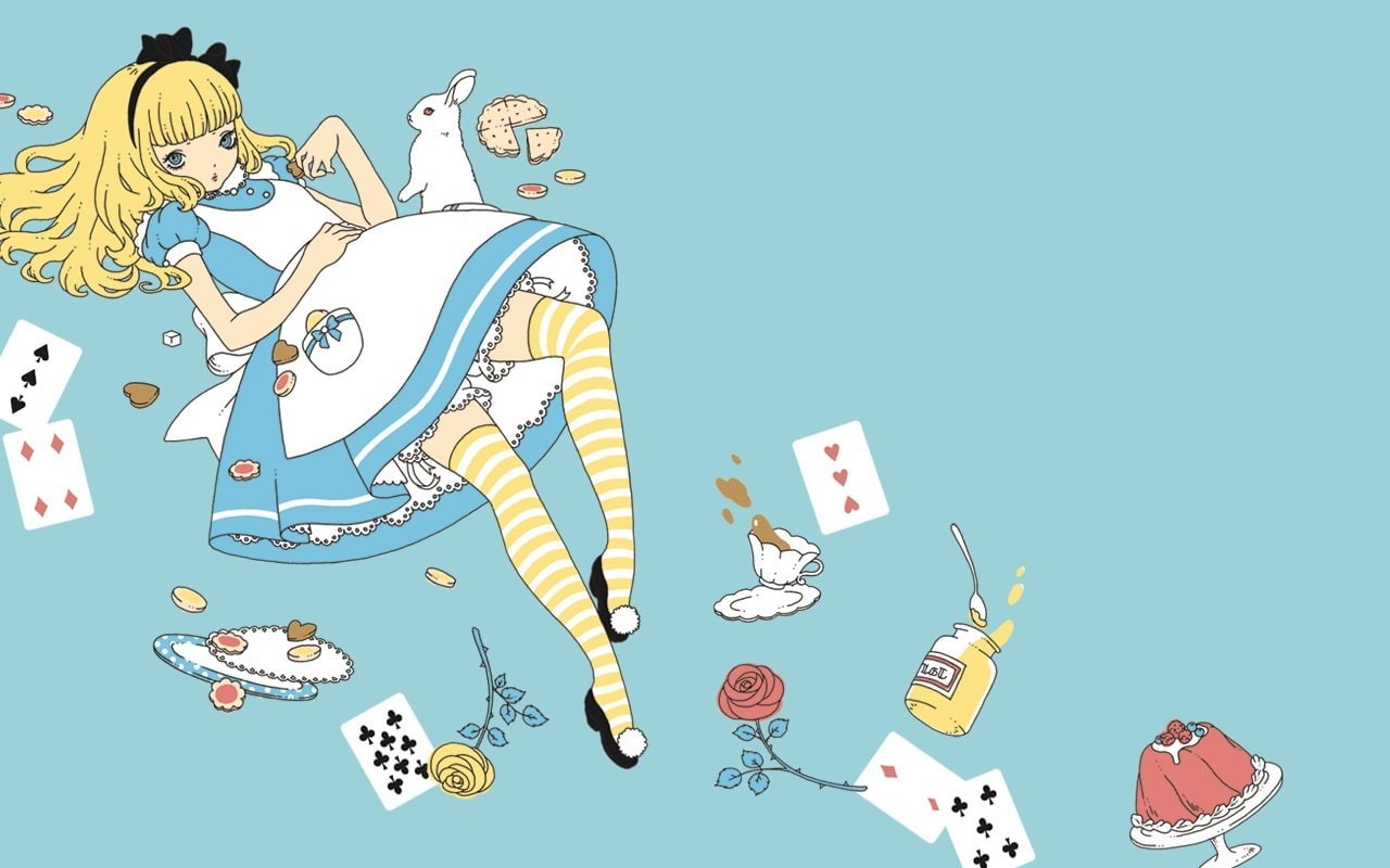 in, alice, fantasy, wonderland, hd, blue, 720P, HD Wallpaper