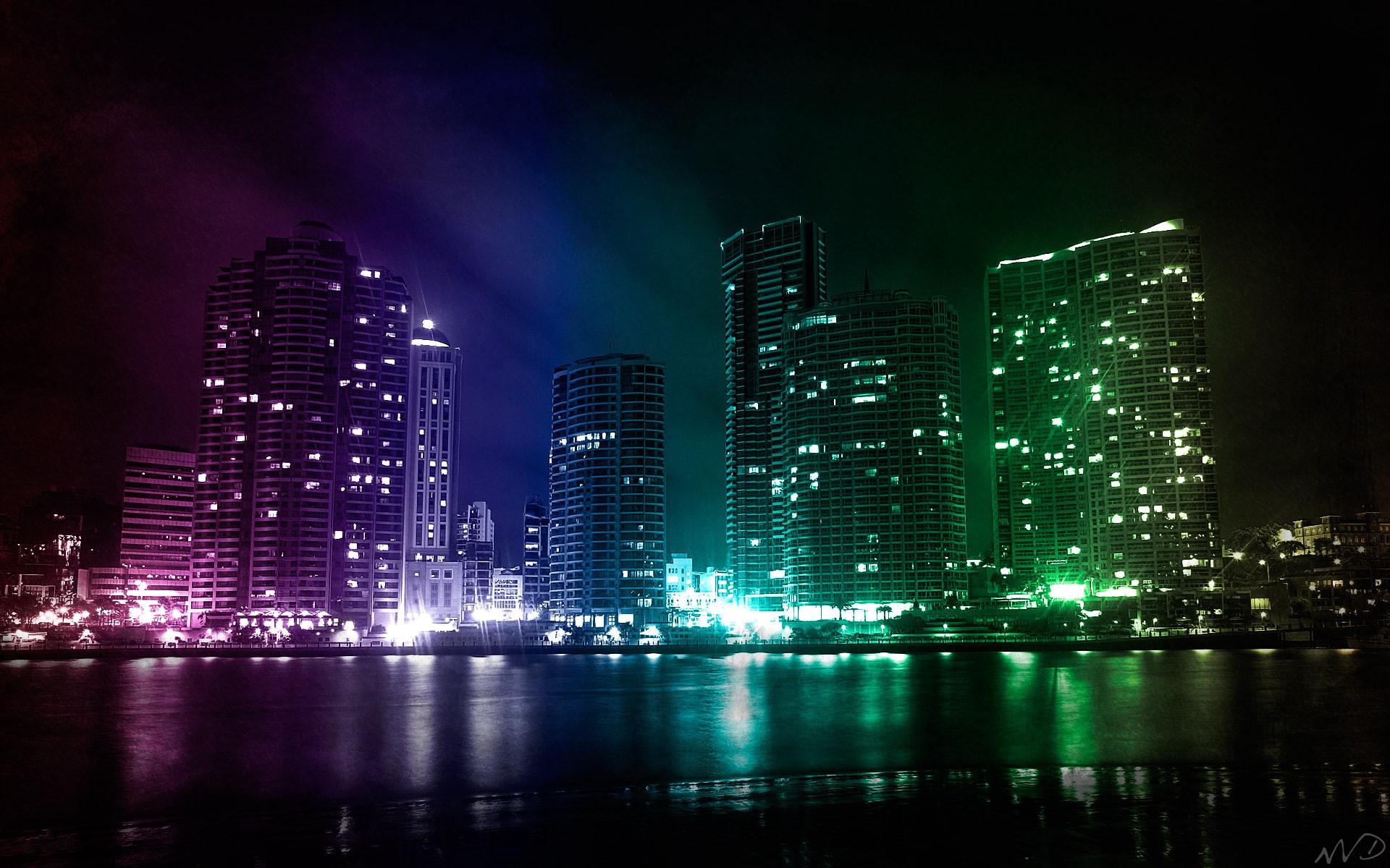 creative, 1080P, lights, graphics, city, hd, creative and graphics, HD Wallpaper
