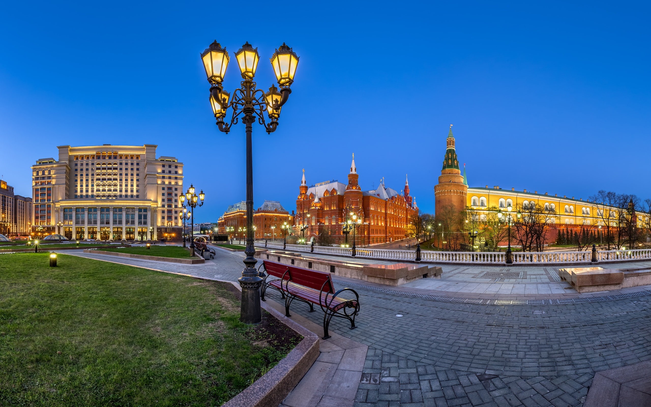 2K, Russia, Manezh, Moscow, Square, Lights, Night, Kremlin, HD Wallpaper