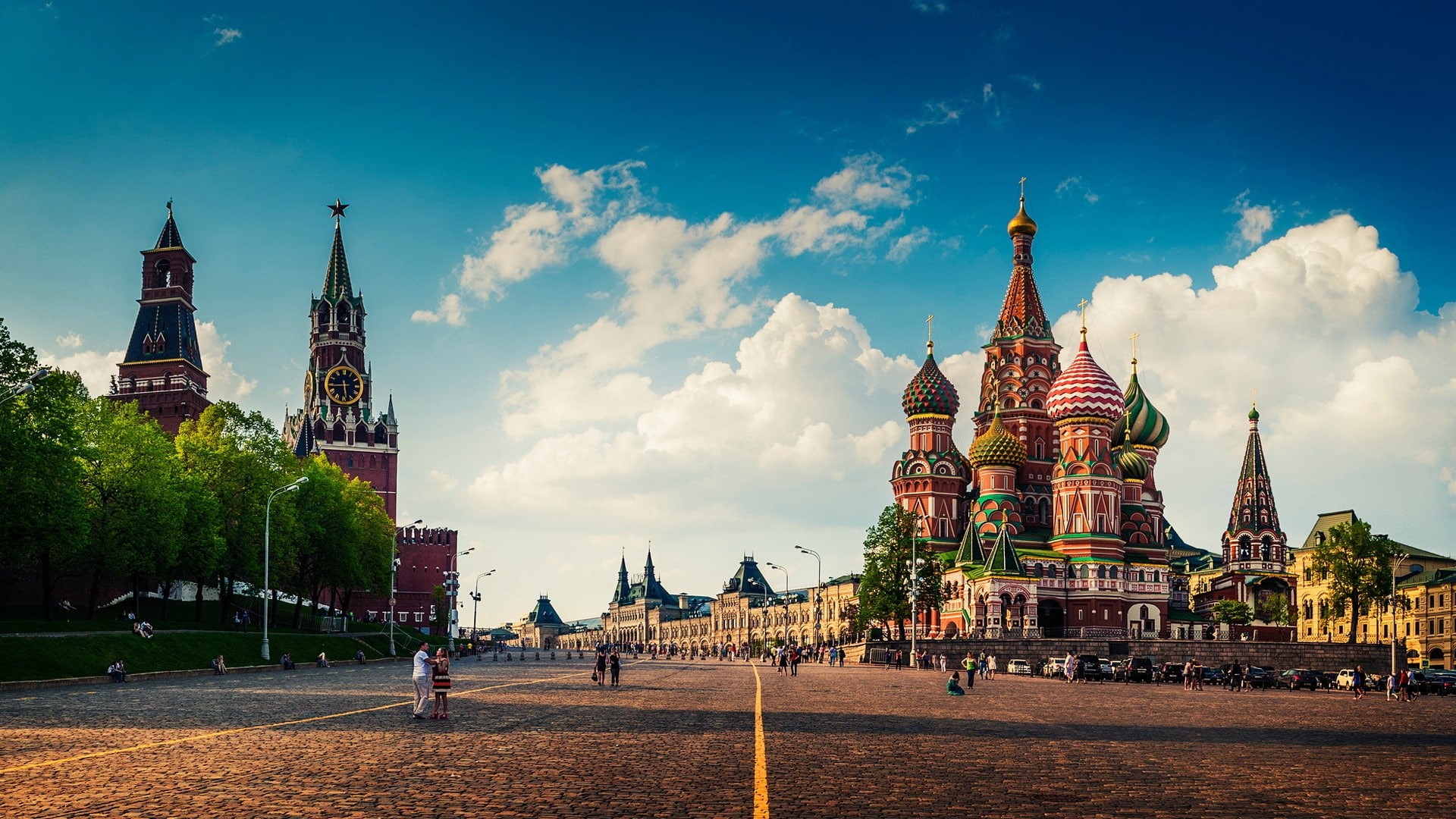 Square, 1080P, Landscape, Moscow, City, Red, HD Wallpaper
