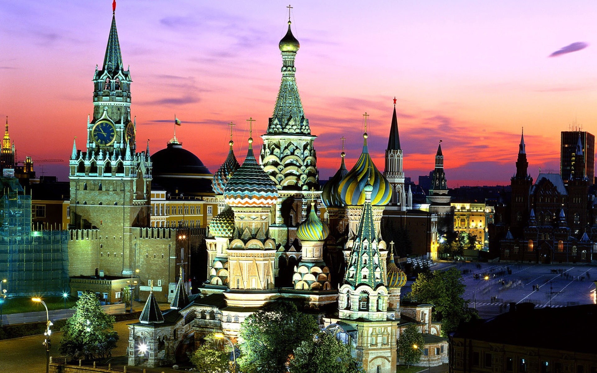 1080P, Russia, Night, Moscow, HD Wallpaper