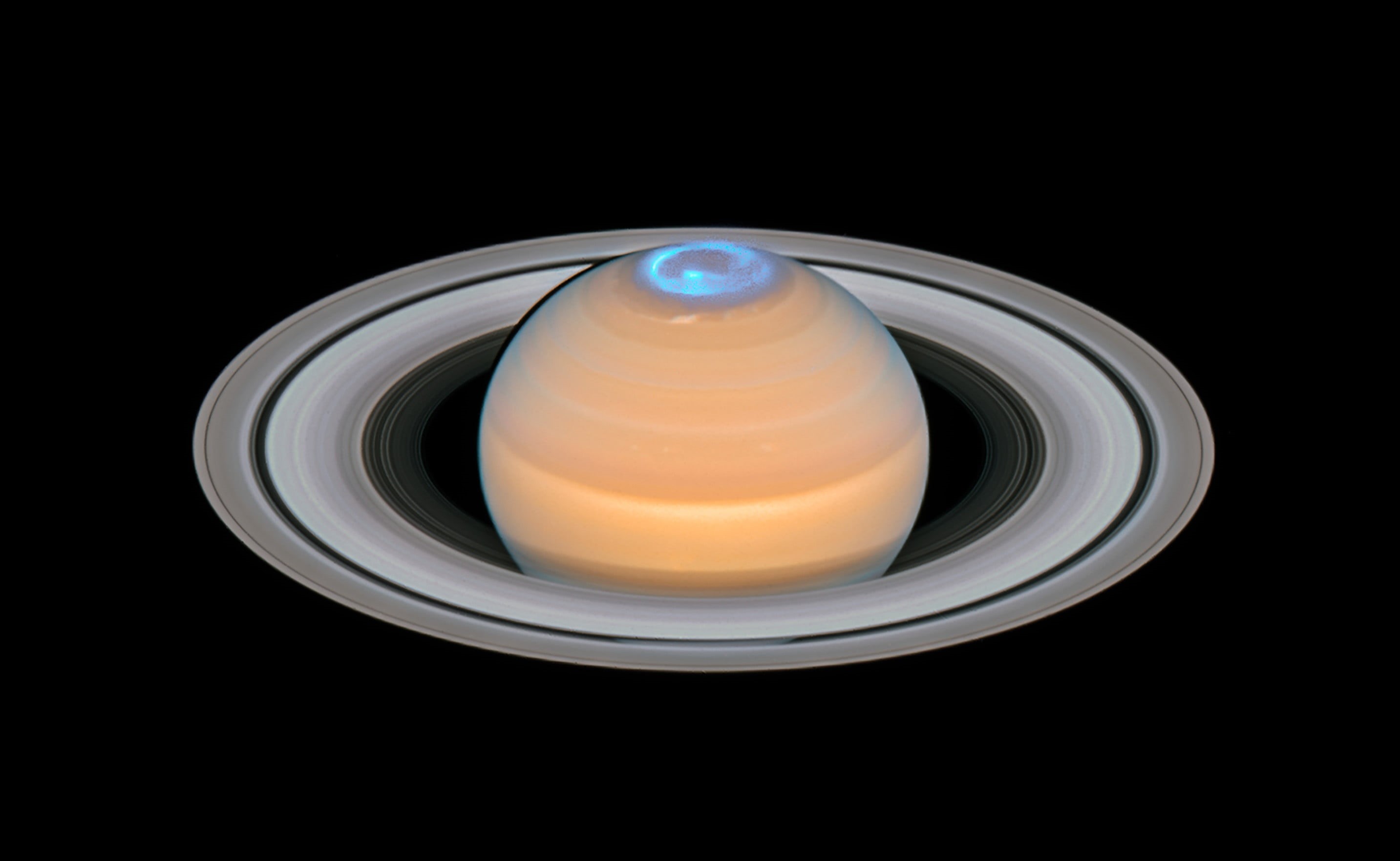 Hubble, Saturn, Solar system, Polar lights, 2K, HD Wallpaper