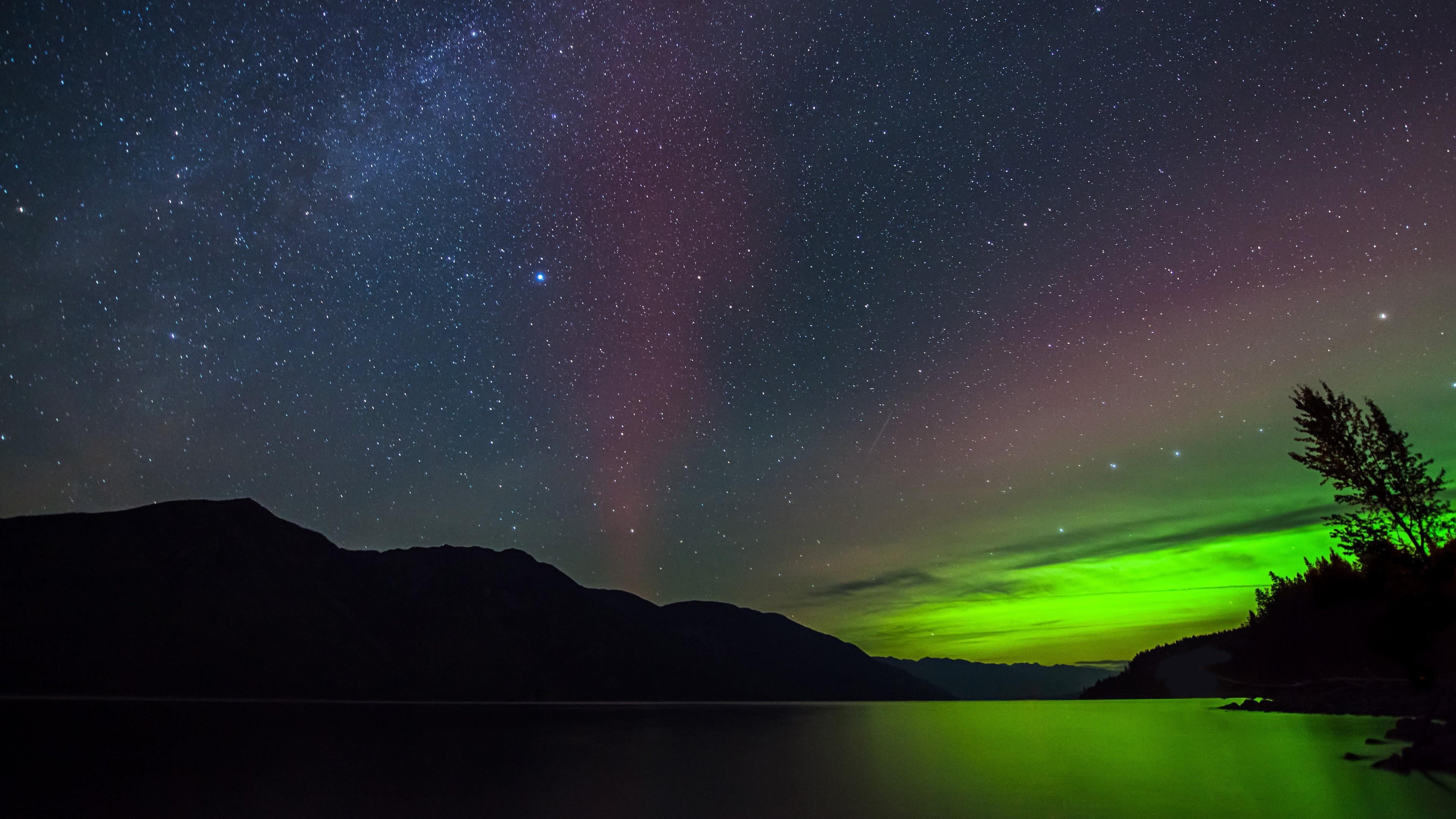 space, outdoors, astronomy, aurora, star, water, galaxy, atmosphere, beauty in nature, scenics - nature, phenomenon, lighting, mountain, idyllic, no people, HD Wallpaper