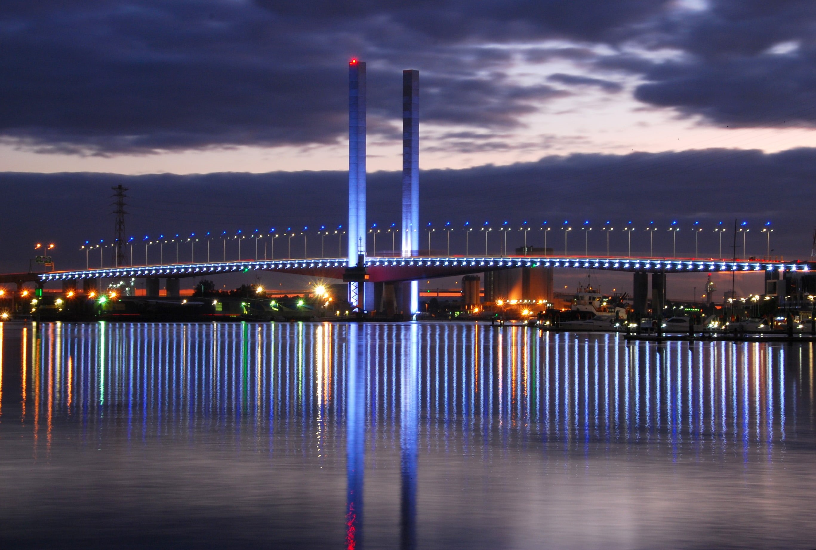 bolte, time, Victoria Harbour, night time, water, building, reflections, river, reflection, bridge, Melbourne, 2K, Bridge  city, city building, bridge - Man Made Structure, HD Wallpaper