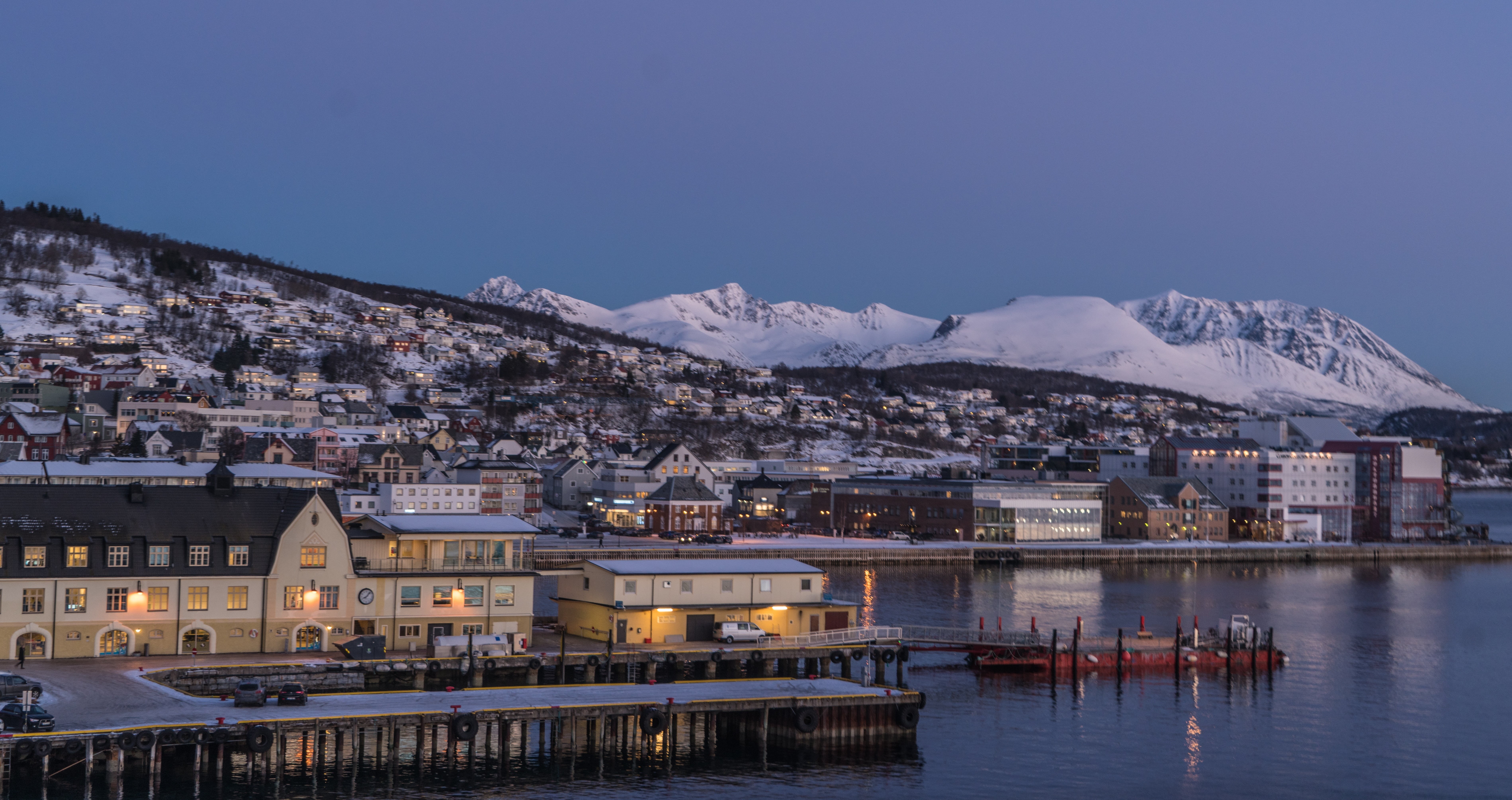 travel destinations, house, building exterior, nature, mountain, scandinavia, mountain range, water, architecture, snow, outdoors, winter, snowcapped mountain, HD Wallpaper
