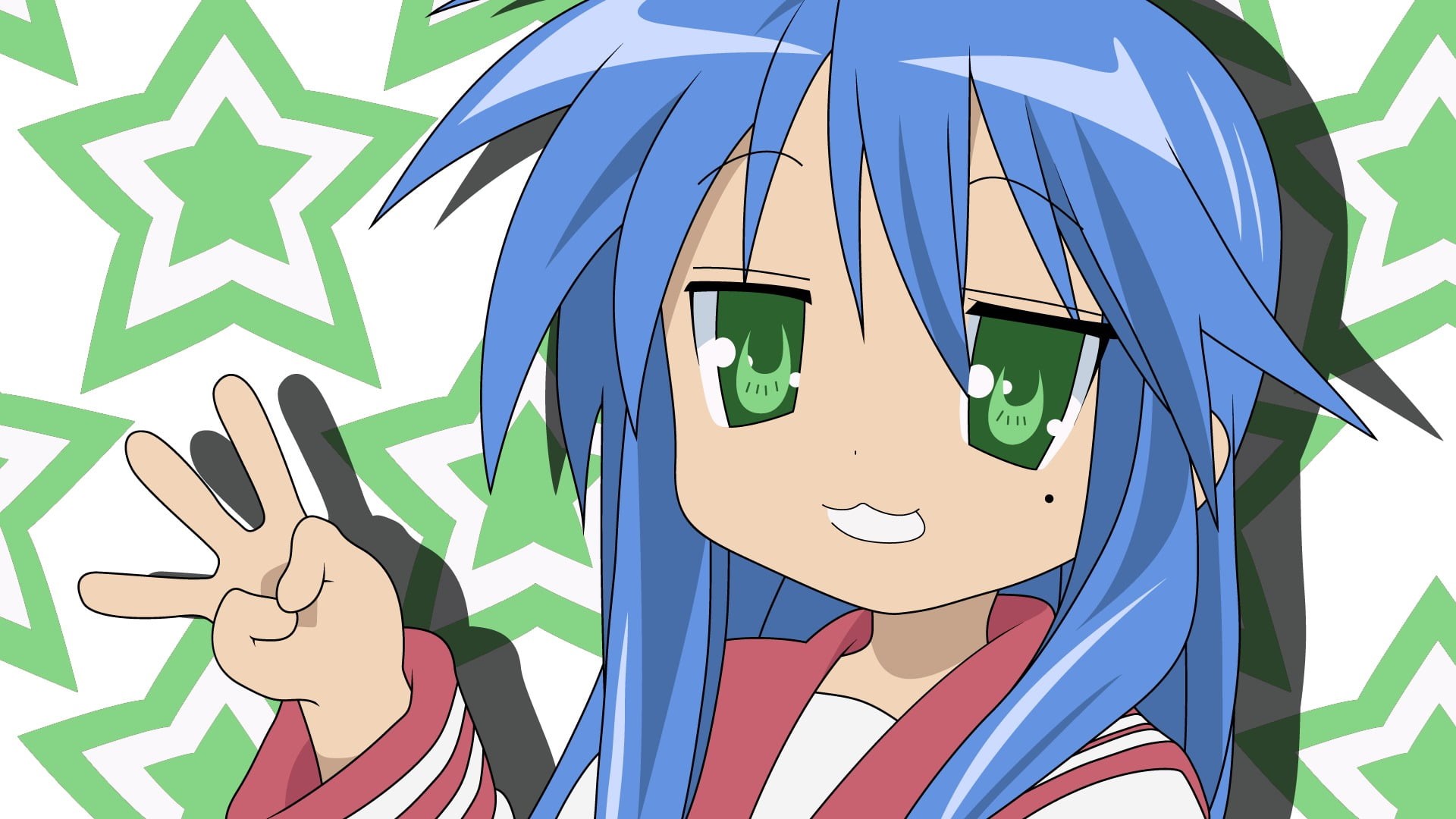 day, nature, Izumi Konata, painting, low angle view, representation, green, creativity, guidance, green color, 1080P, white, blue, communication, Lucky Star, HD Wallpaper