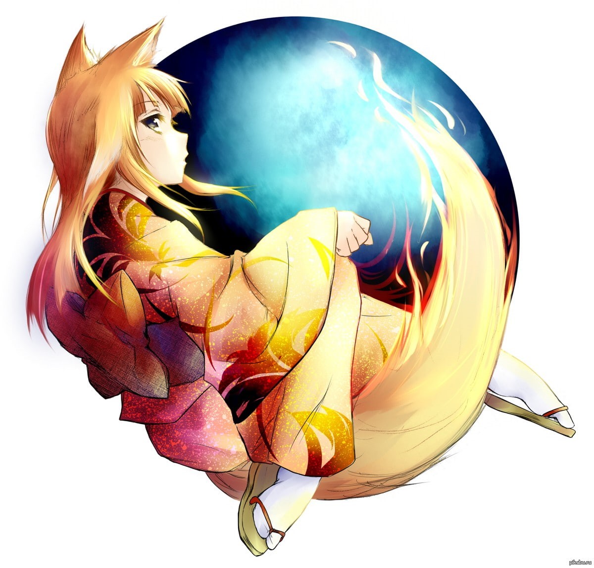 kimono, 480P, traditional clothing, anime girls, Mozilla Firefox, anime, HD Wallpaper