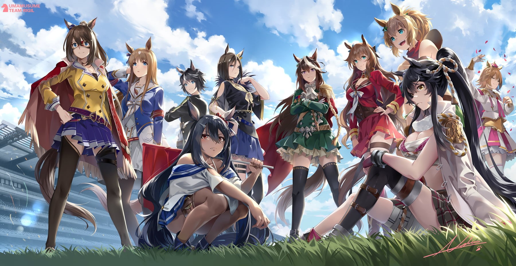 animal ears, Uma Musume Pretty Derby, anime, stockings, tail, anime girls, 720P, NEKO (Yanshoujie), HD Wallpaper